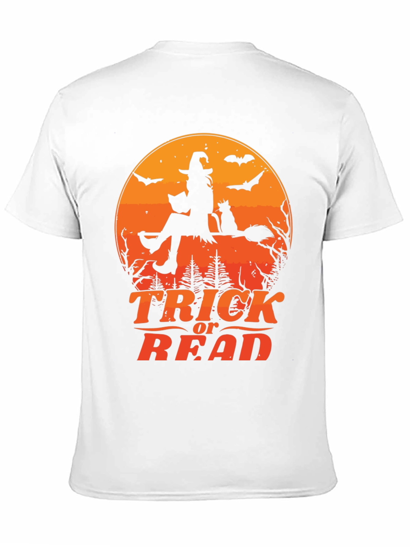 Halloween Trick or Read T-Shirt Witch Cat Bats