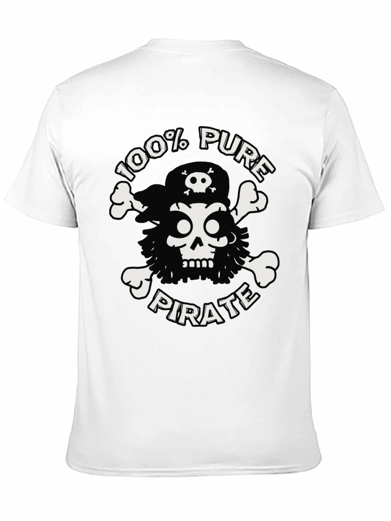 100% Pure Pirate Skull & Crossbones Black T-Shirt