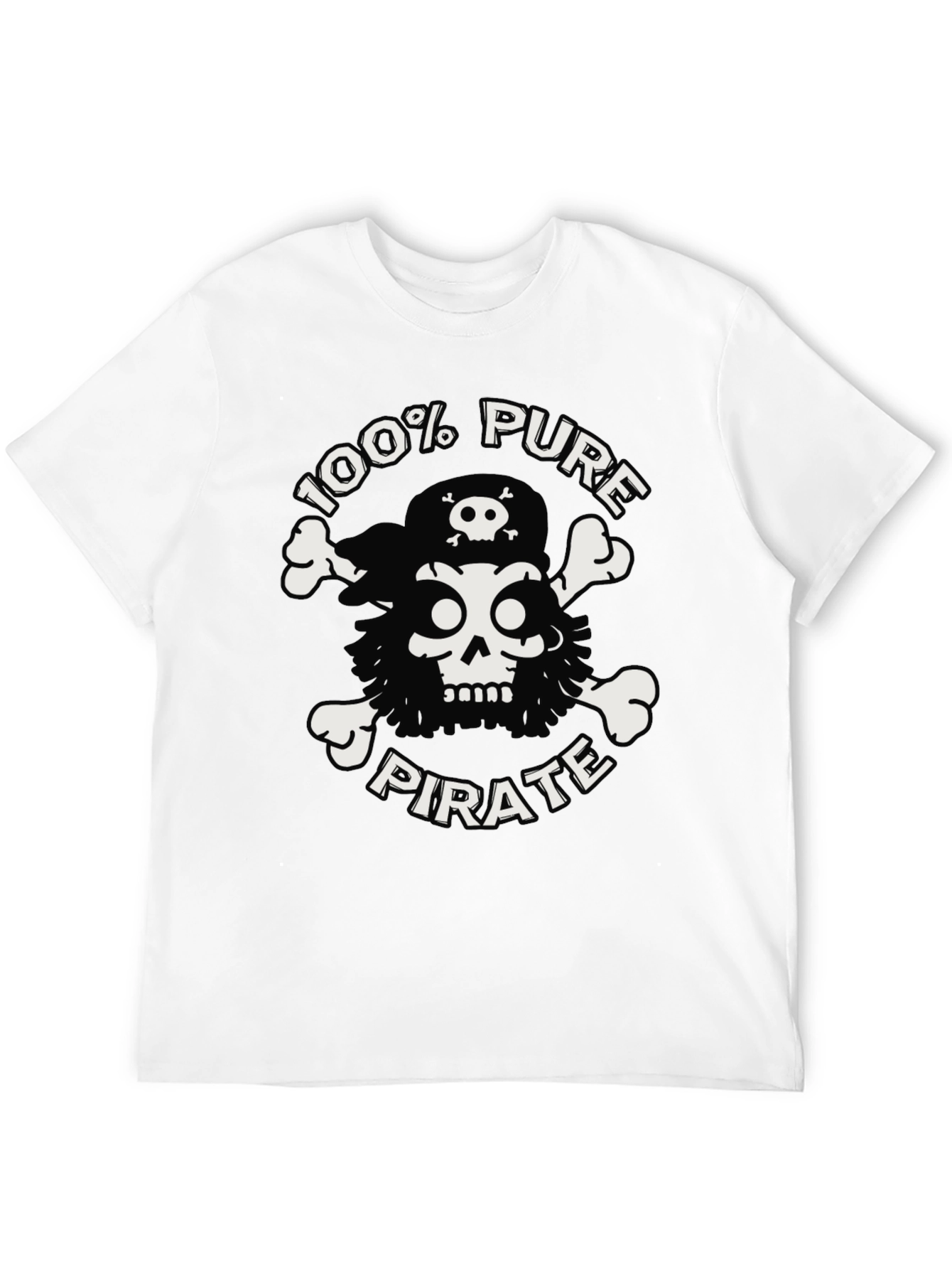 100% Pure Pirate Skull & Crossbones Black T-Shirt