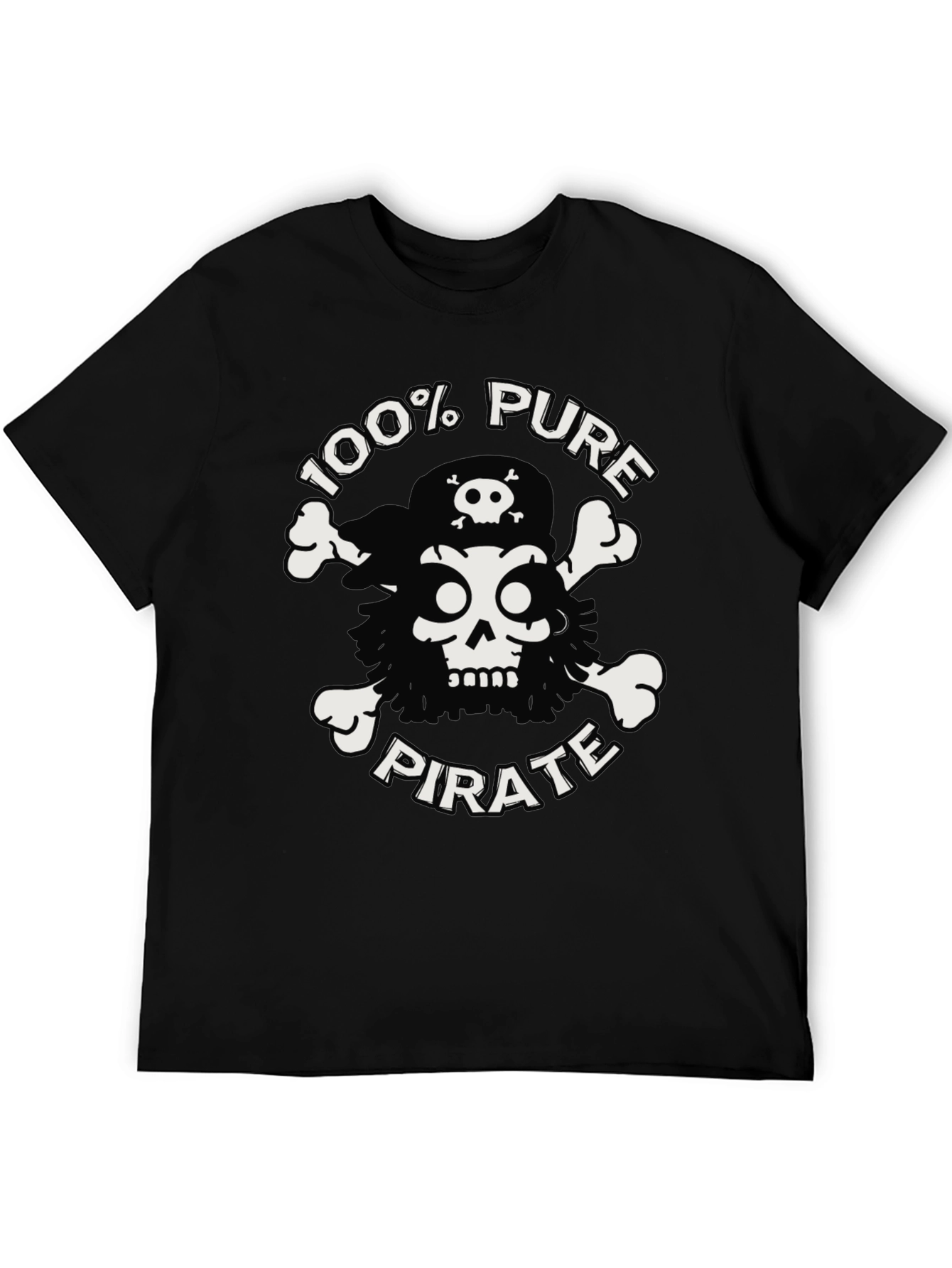 100% Pure Pirate Skull & Crossbones Black T-Shirt