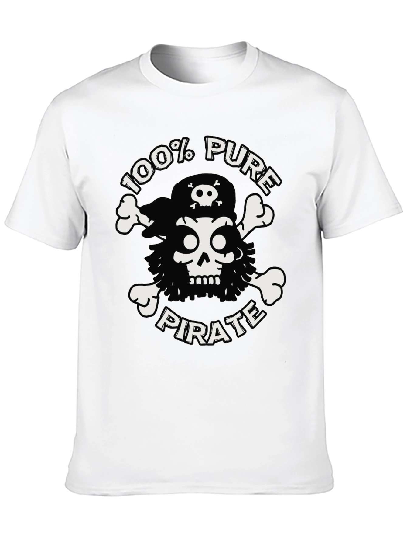 100% Pure Pirate Skull & Crossbones Black T-Shirt