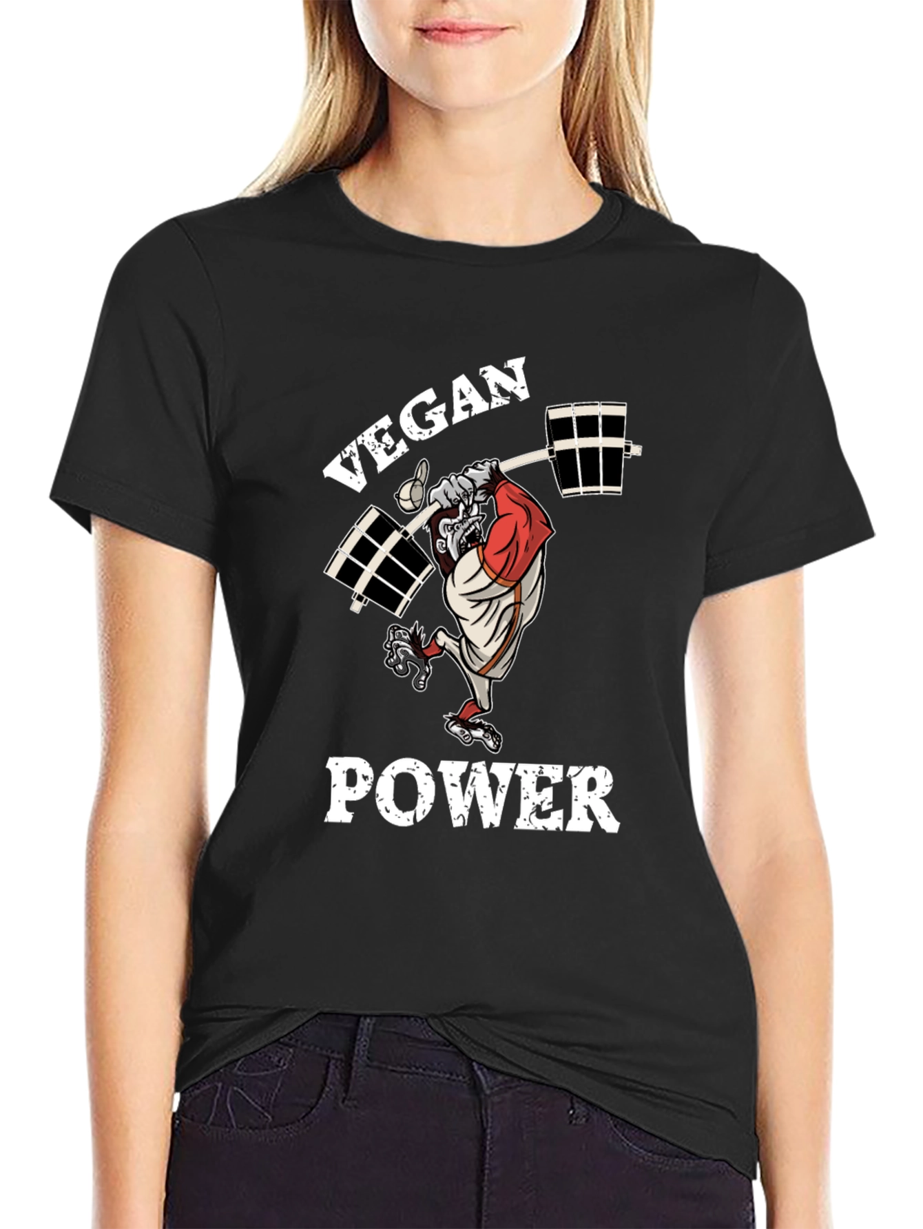 Vegan Power T-Shirt - Gorilla Weightlifter Design