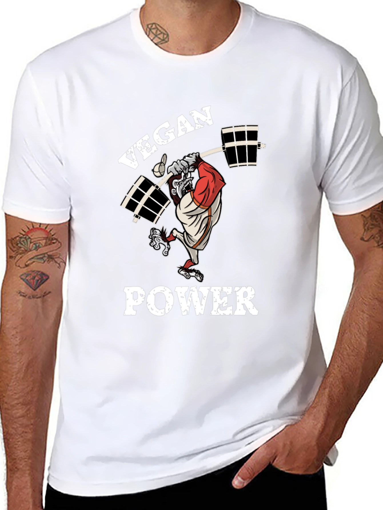 Vegan Power T-Shirt - Gorilla Weightlifter Design