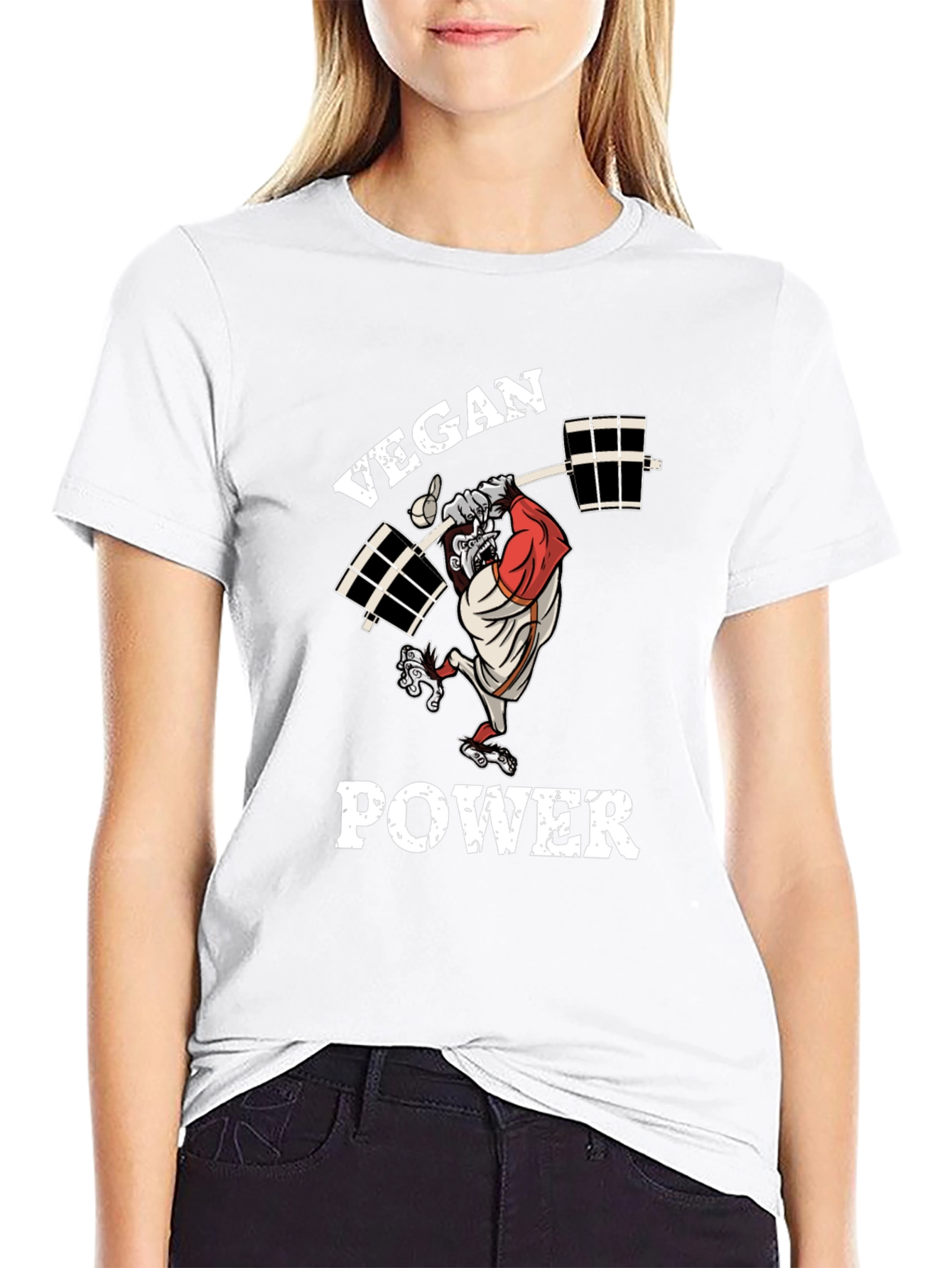 Vegan Power T-Shirt - Gorilla Weightlifter Design