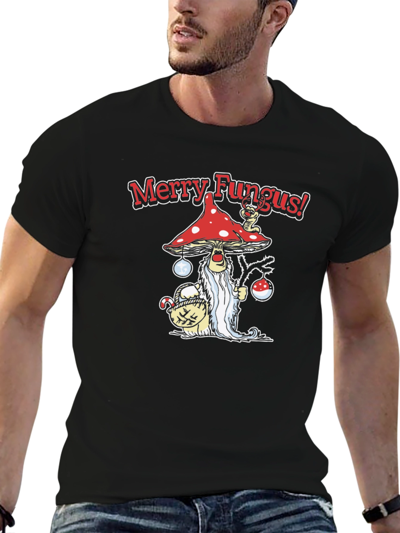 Merry Fungus Graphic T-Shirt - Holiday Humor