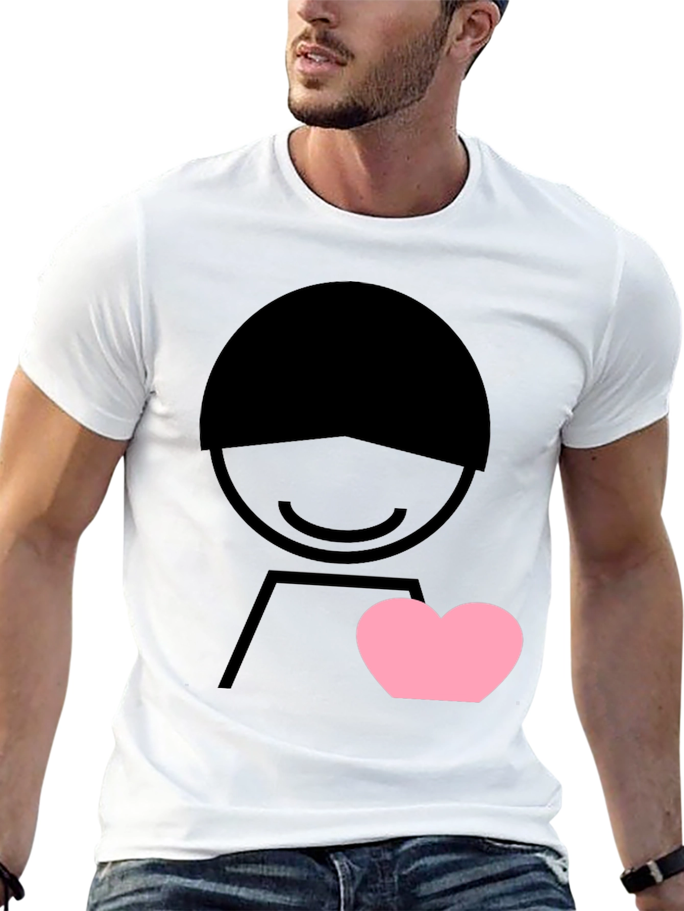 Heart Graphic Tee - Mens Black Short Sleeve