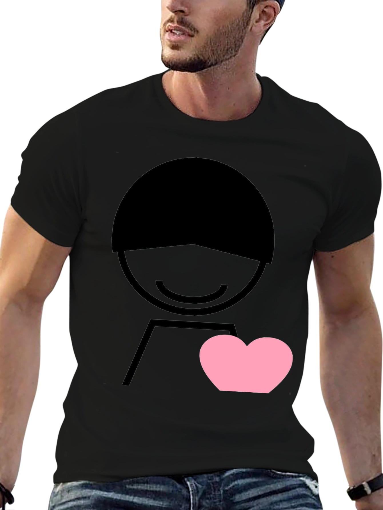 Heart Graphic Tee - Mens Black Short Sleeve