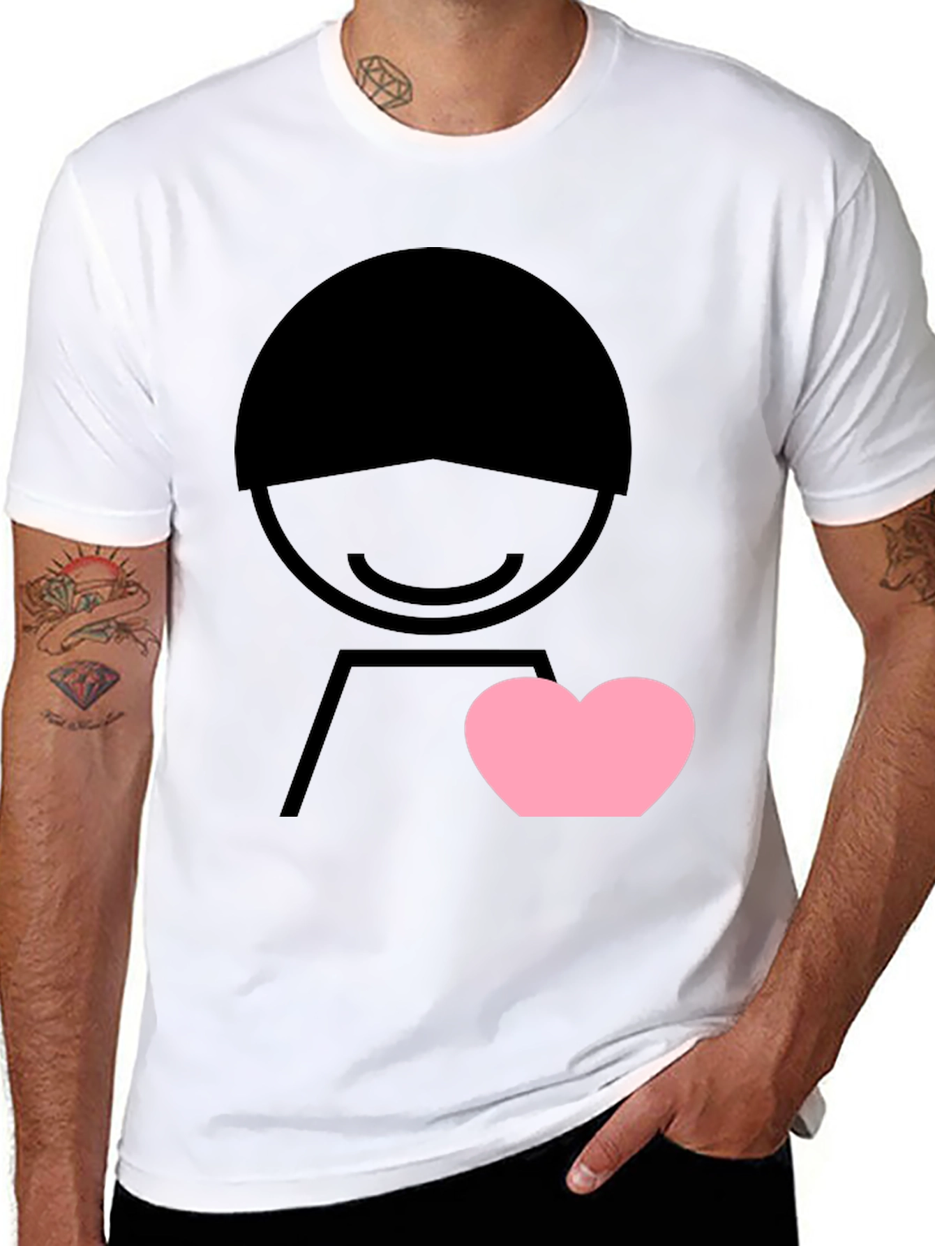 Heart Graphic Tee - Mens Black Short Sleeve