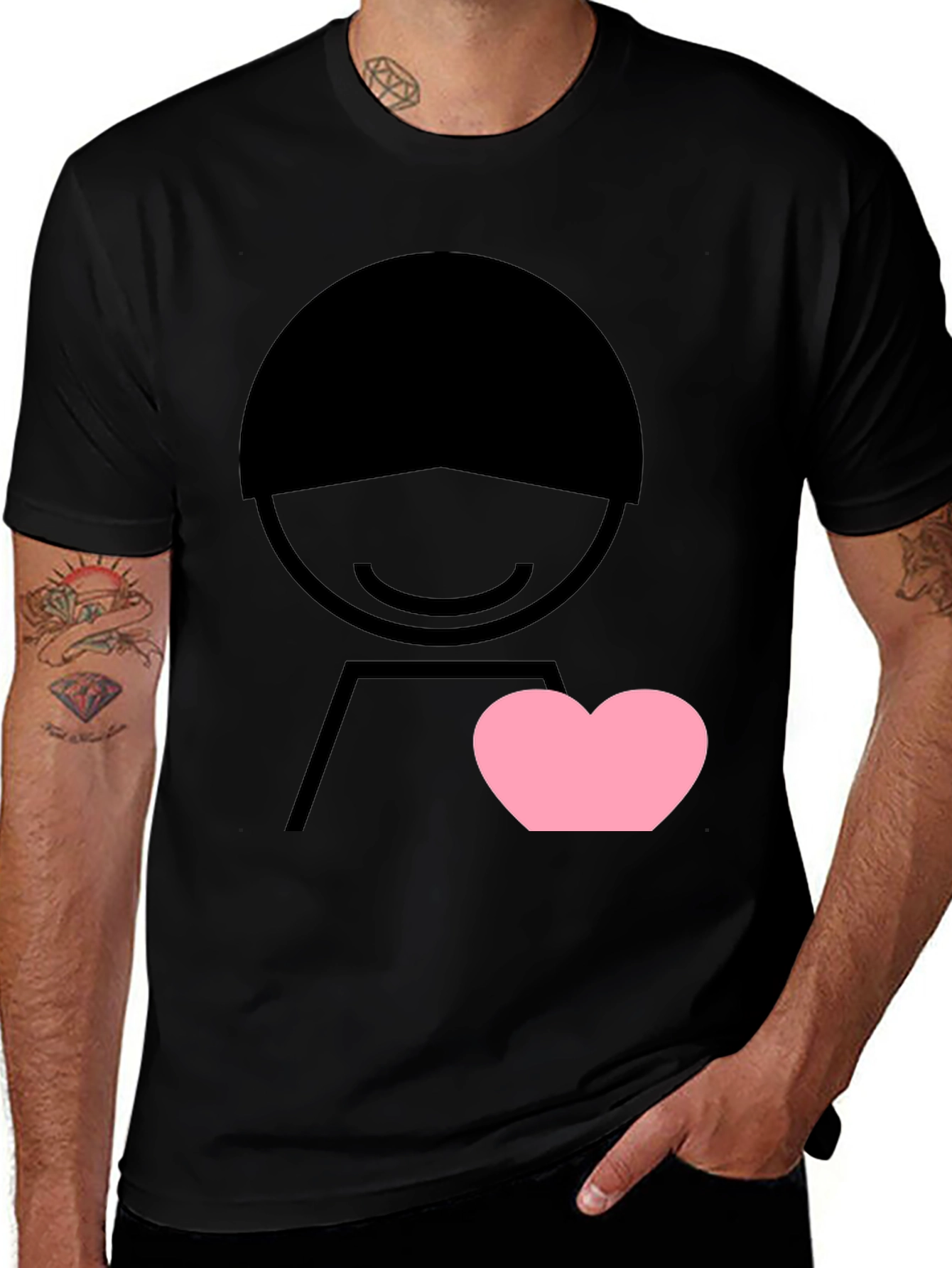 Heart Graphic Tee - Mens Black Short Sleeve