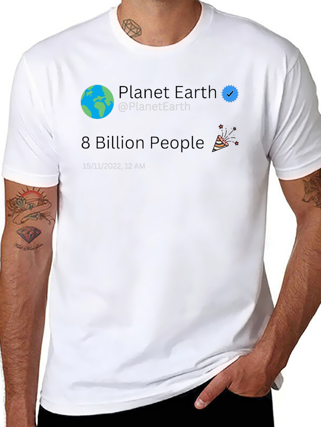 Planet Earth 8 Billion People Tweet T-Shirt