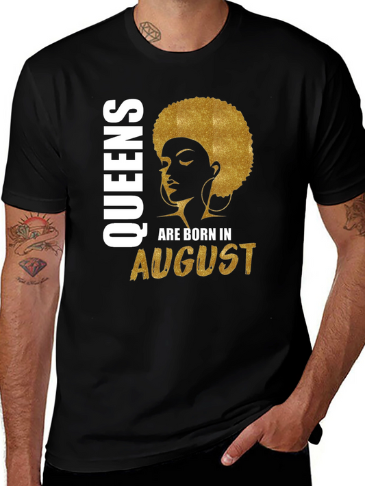 Queens Born in August Black T-Shirt
