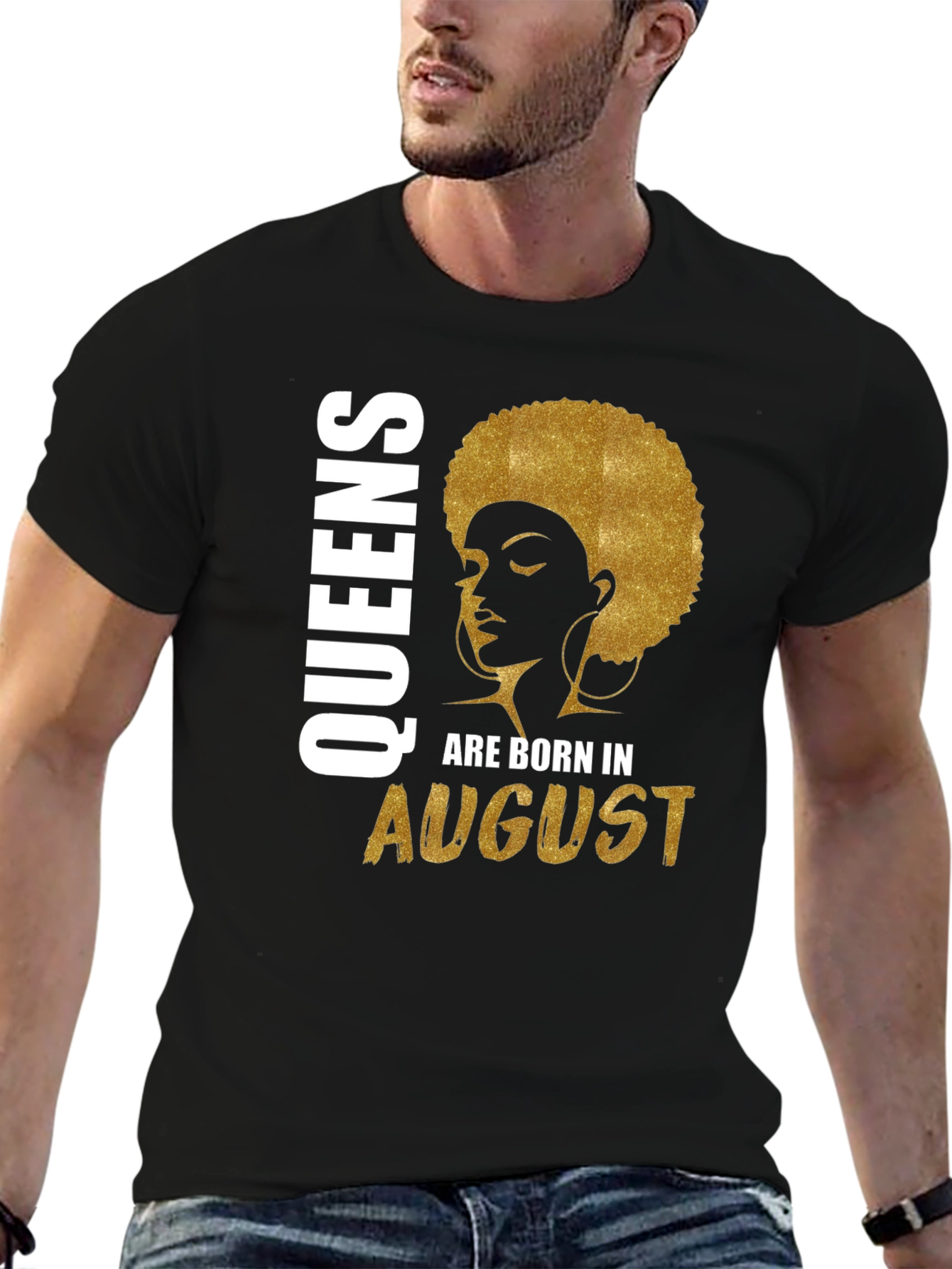 Queens Born in August Black T-Shirt