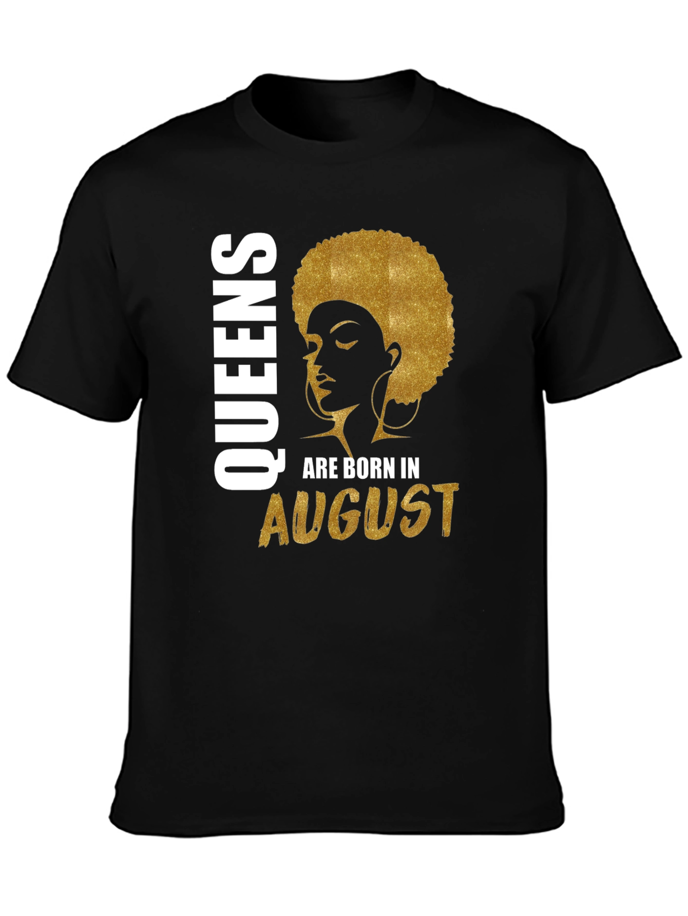 Queens Born in August Black T-Shirt