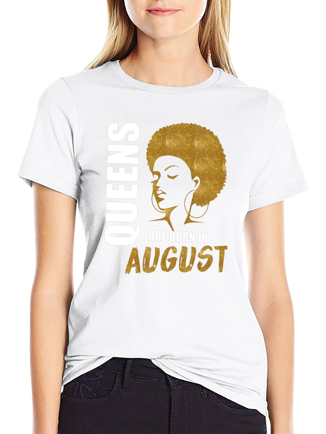 Queens Born in August Black T-Shirt