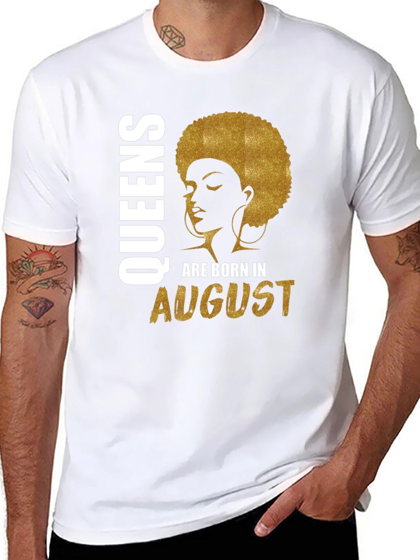 Queens Born in August Black T-Shirt