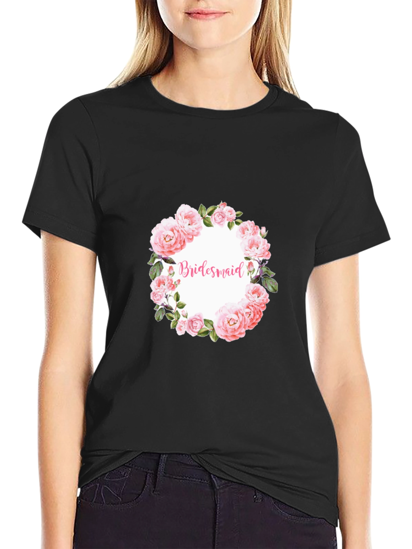 Bridesmaid Floral Wreath Graphic Tee