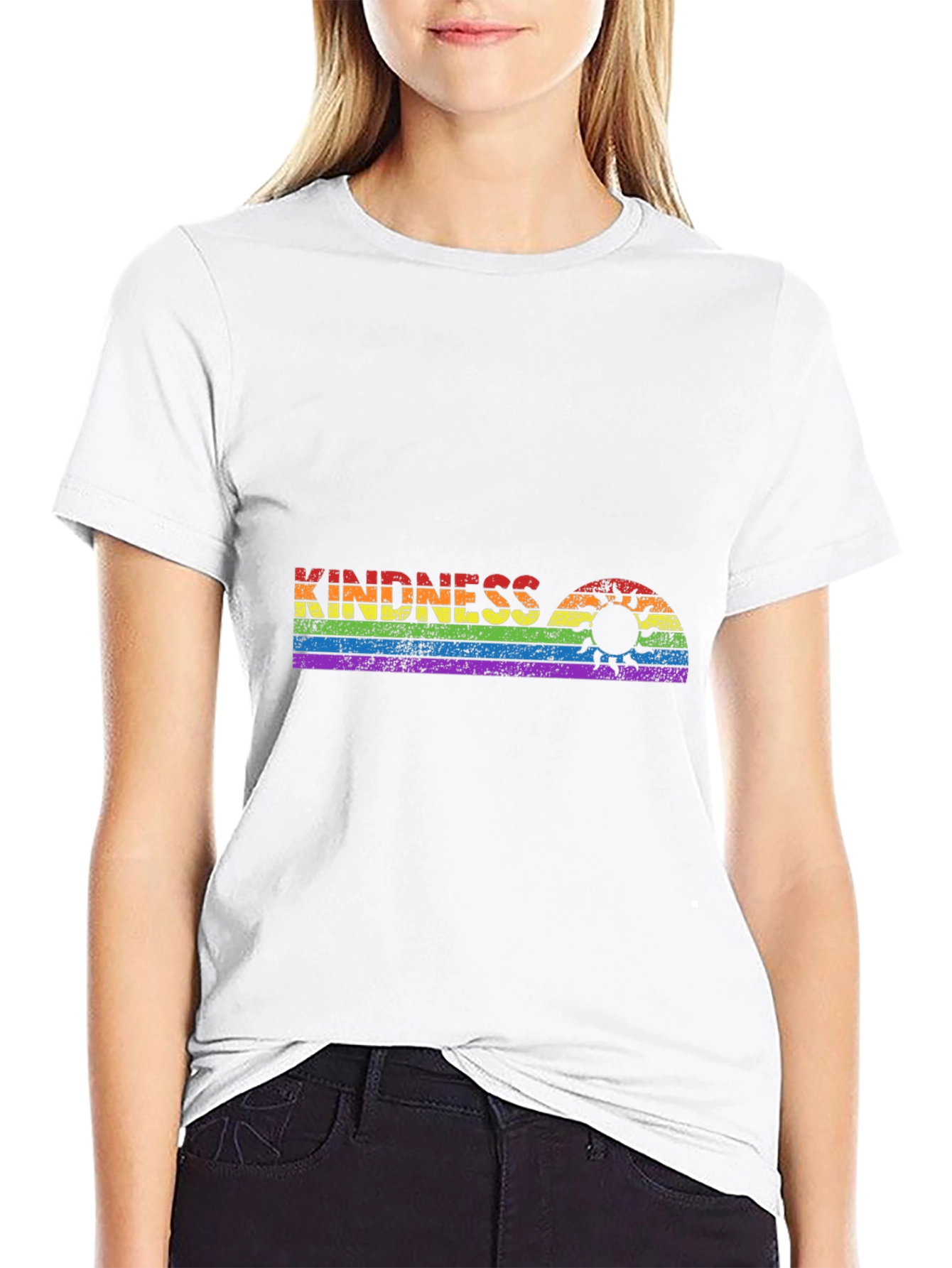 Kindness Rainbow Graphic Tee - Black