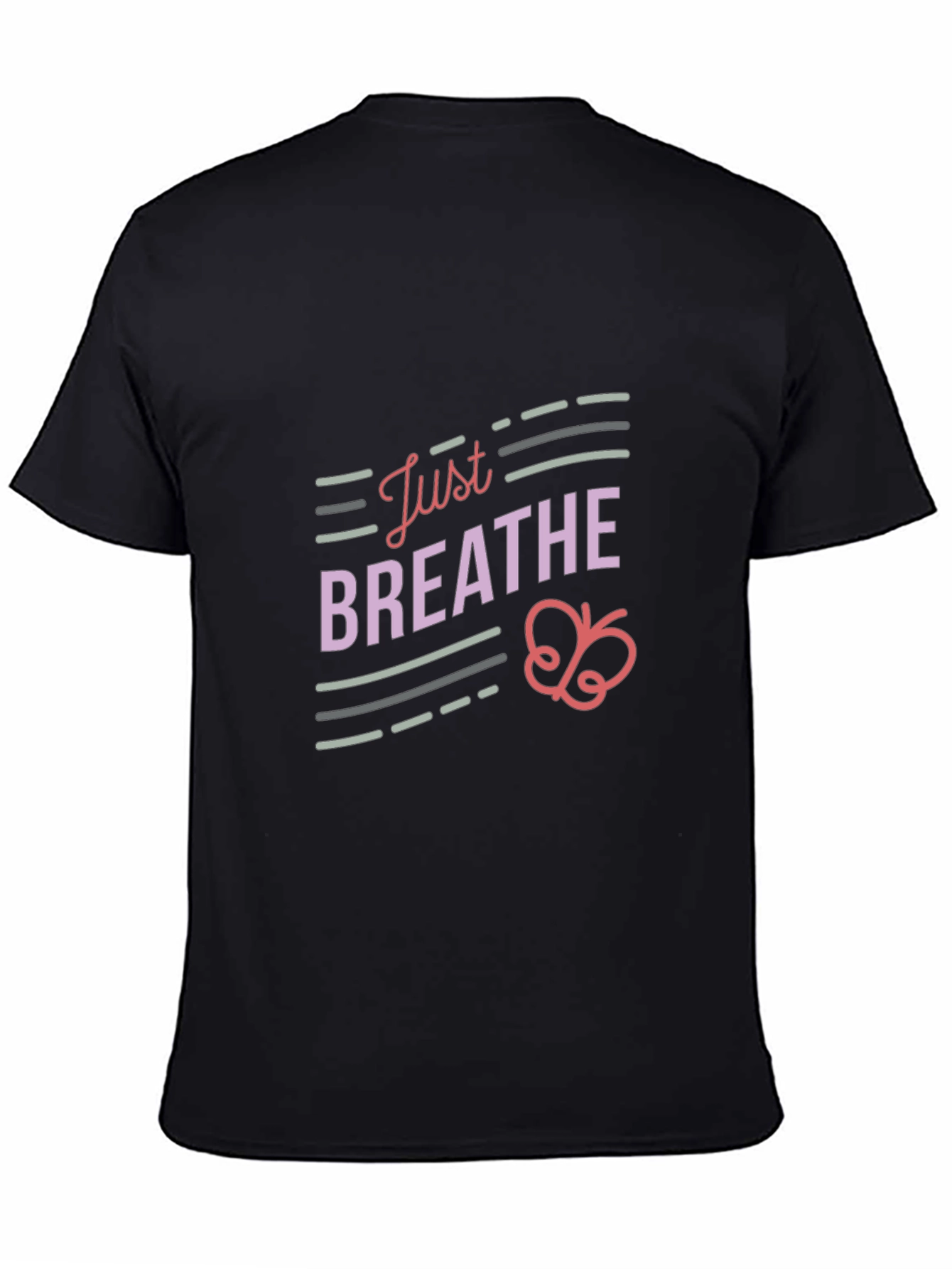 Just Breathe Graphic Tee - Relaxed Fit Black T-Shirt