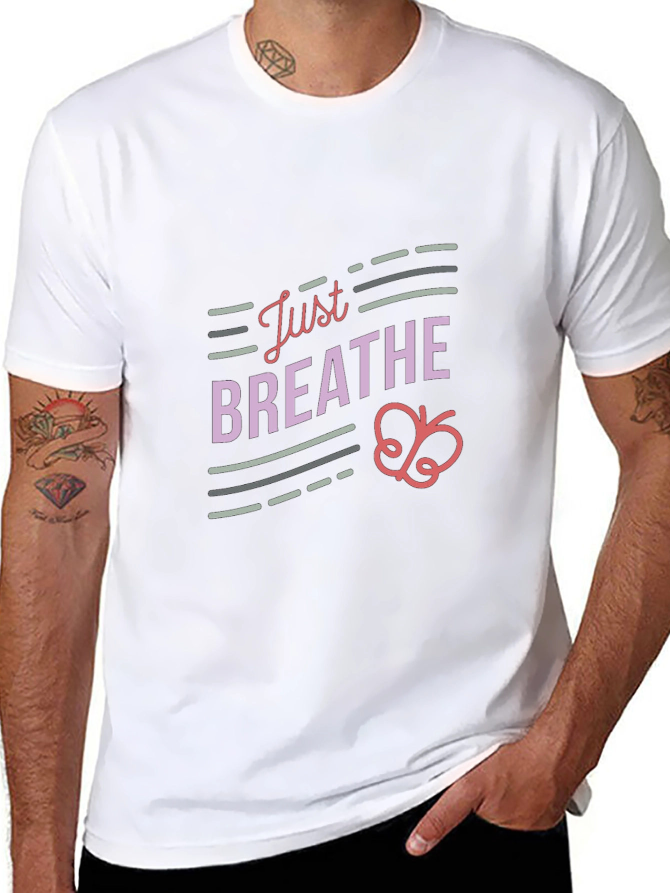 Just Breathe Graphic Tee - Relaxed Fit Black T-Shirt