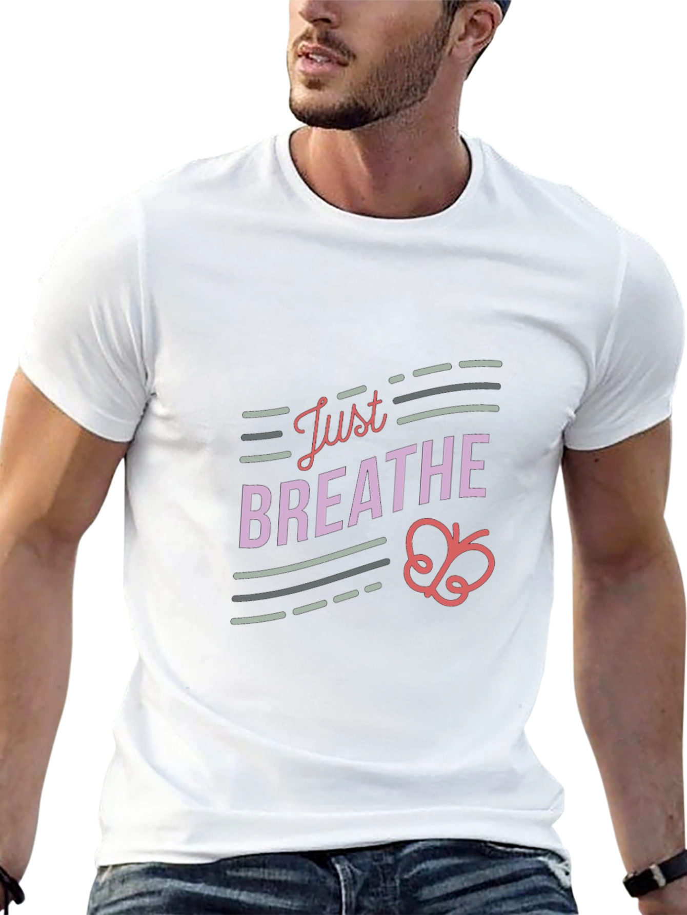 Just Breathe Graphic Tee - Relaxed Fit Black T-Shirt