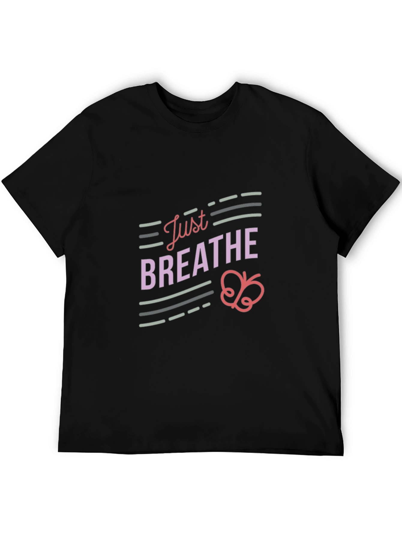 Just Breathe Graphic Tee - Relaxed Fit Black T-Shirt
