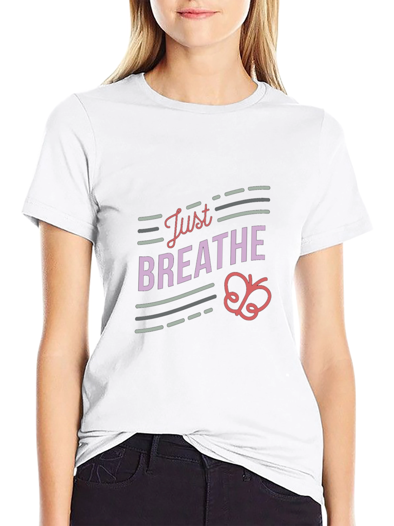 Just Breathe Graphic Tee - Relaxed Fit Black T-Shirt