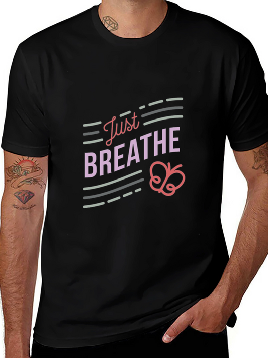 Just Breathe Graphic Tee - Relaxed Fit Black T-Shirt