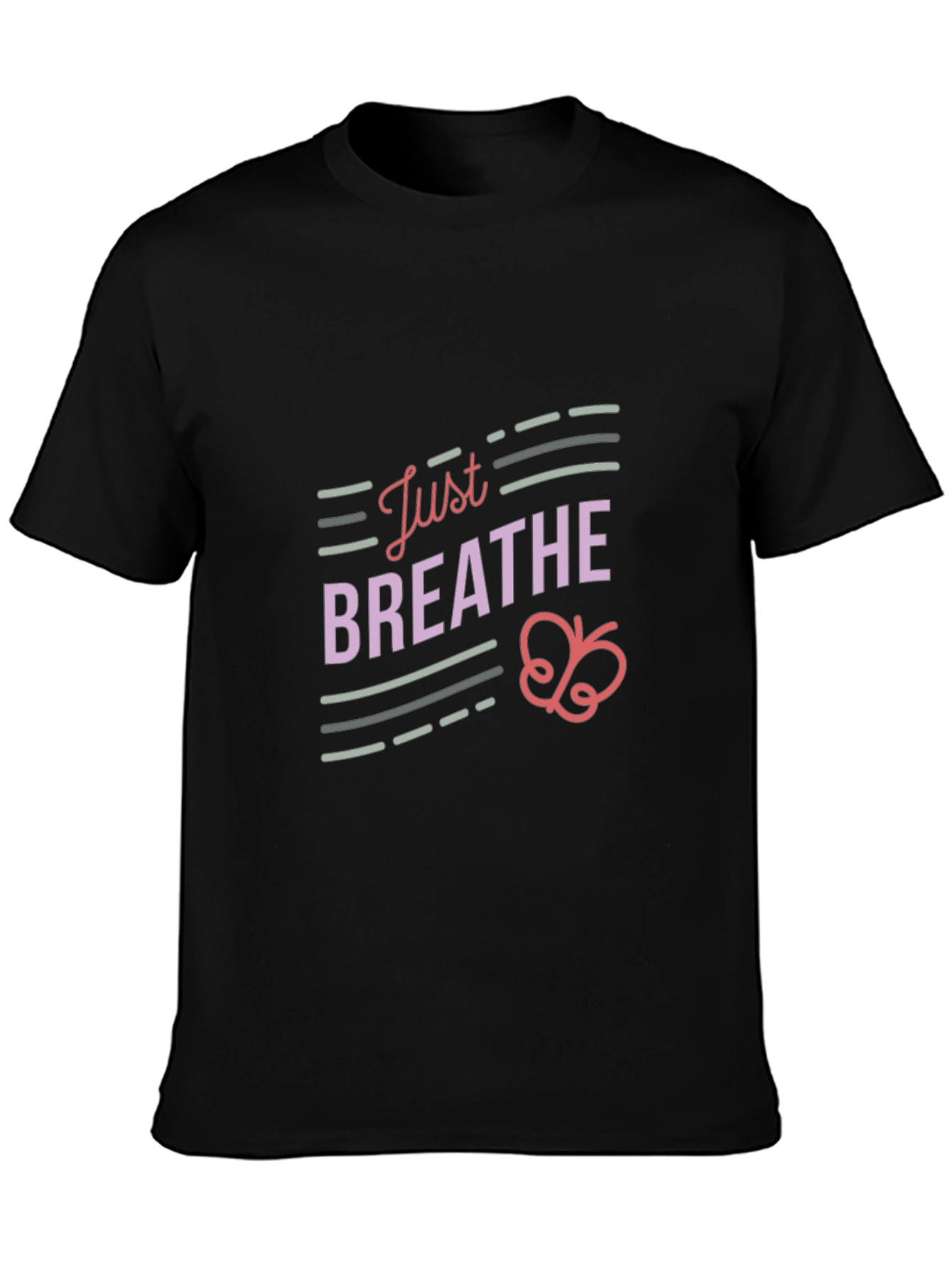 Just Breathe Graphic Tee - Relaxed Fit Black T-Shirt