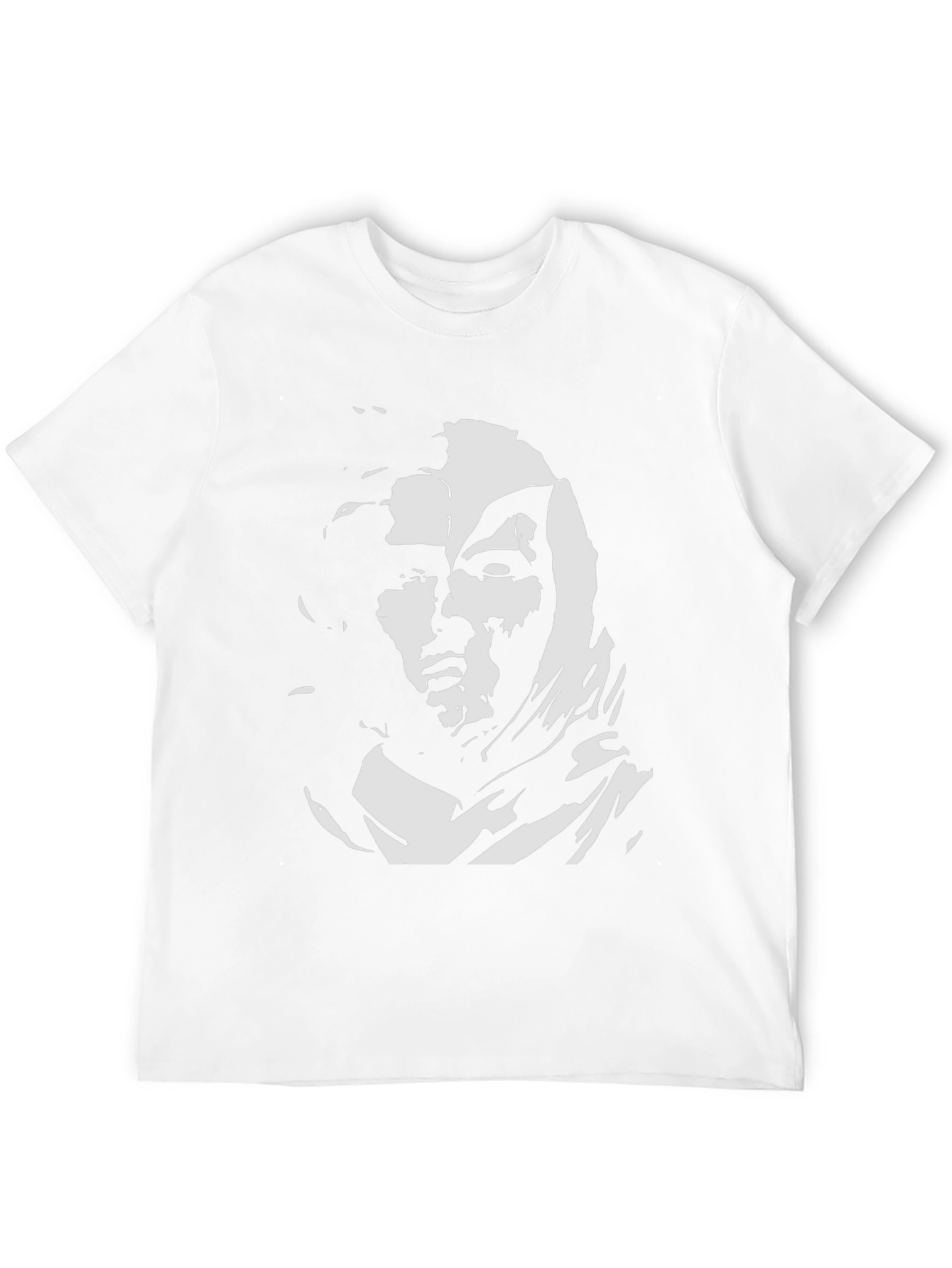 Black Graphic Tee with White Face Design