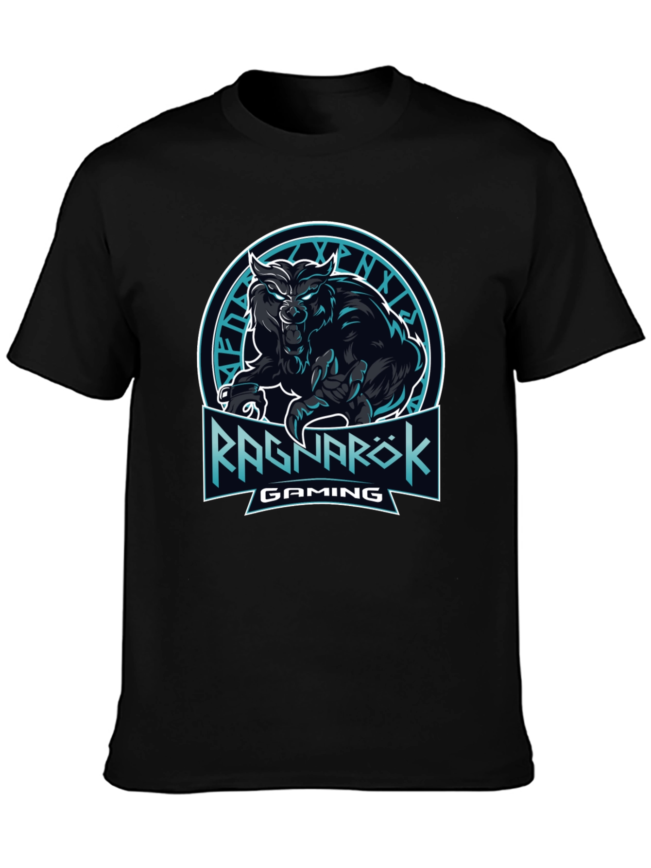 Ragnarok Gaming Black T-Shirt - Wolf Design
