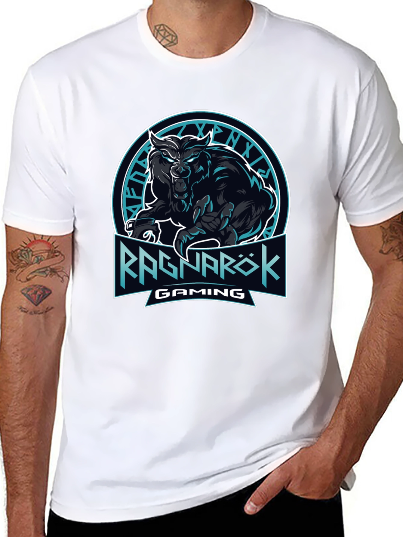 Ragnarok Gaming Black T-Shirt - Wolf Design