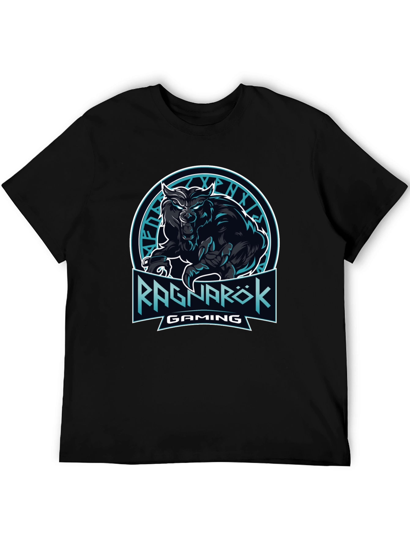 Ragnarok Gaming Black T-Shirt - Wolf Design
