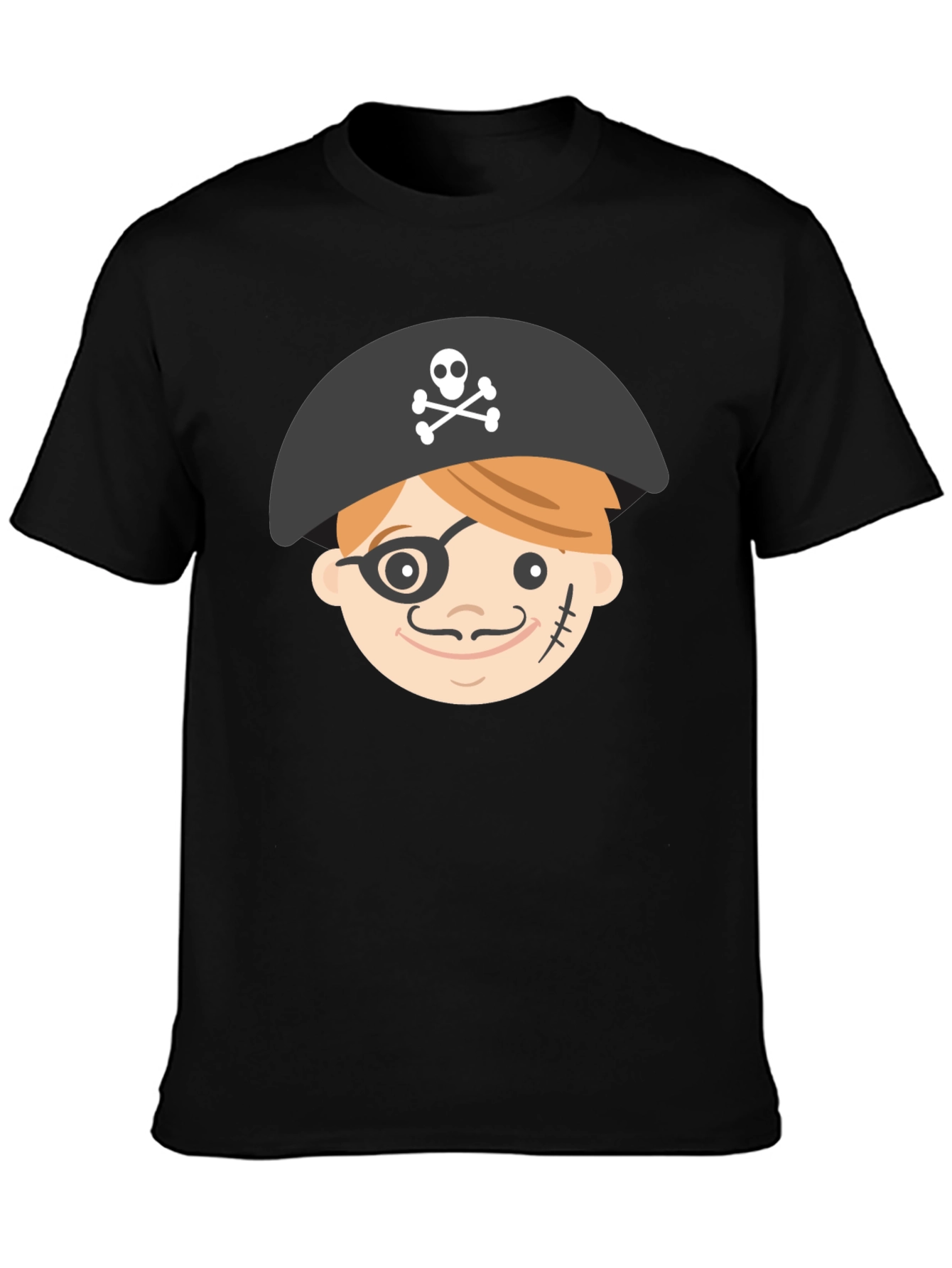 Pirate Cartoon Graphic Black T-Shirt