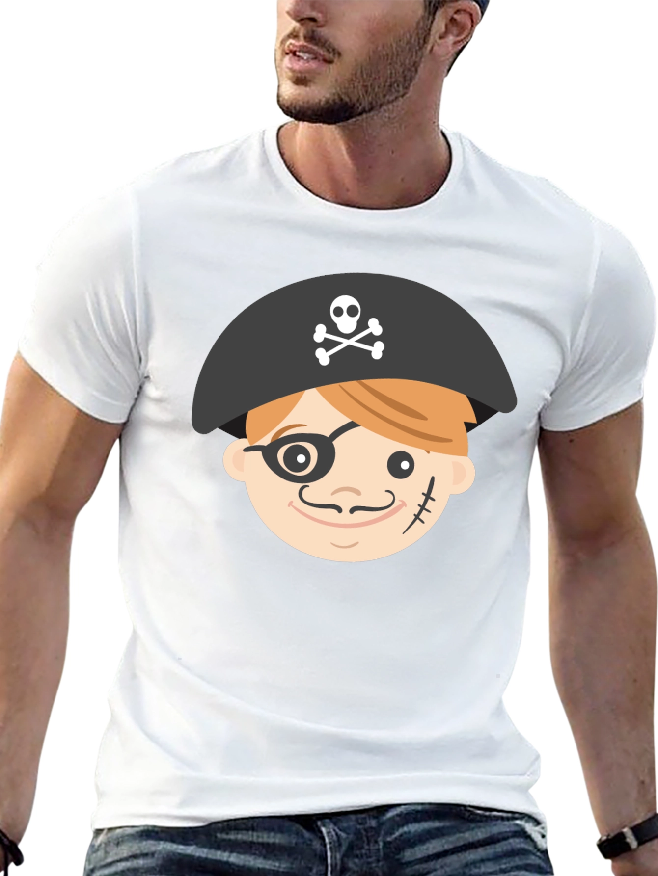 Pirate Cartoon Graphic Black T-Shirt