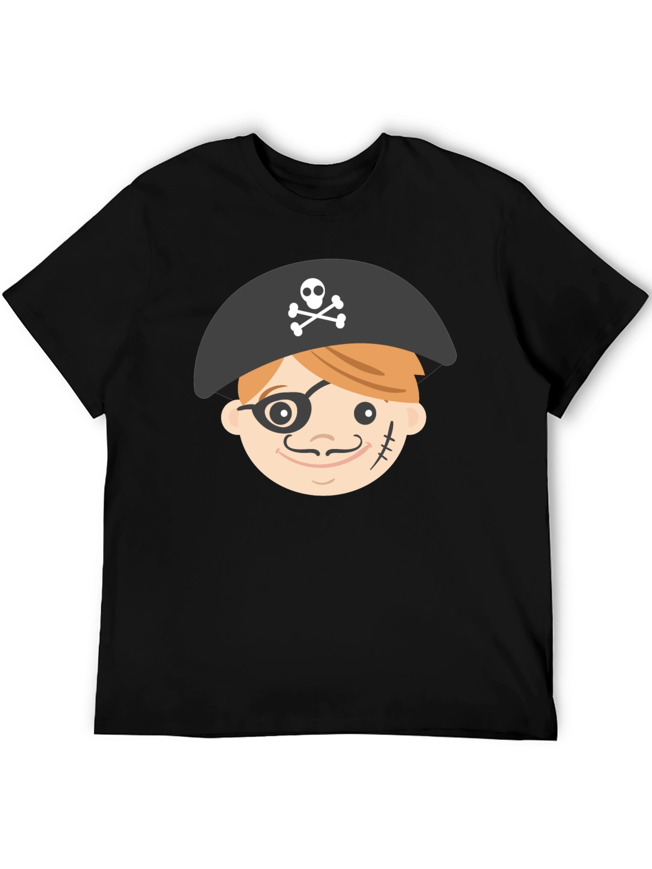 Pirate Cartoon Graphic Black T-Shirt