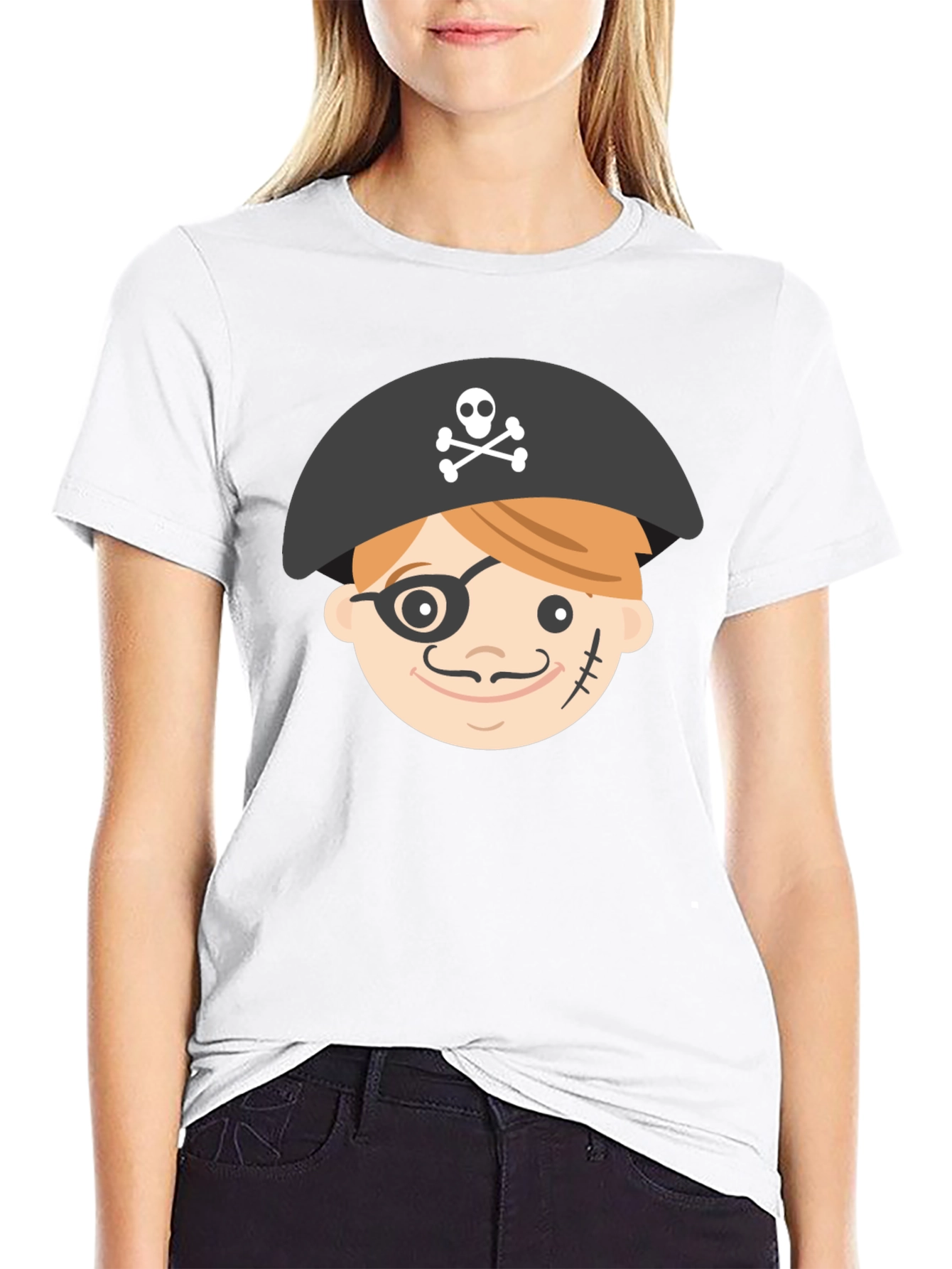 Pirate Cartoon Graphic Black T-Shirt