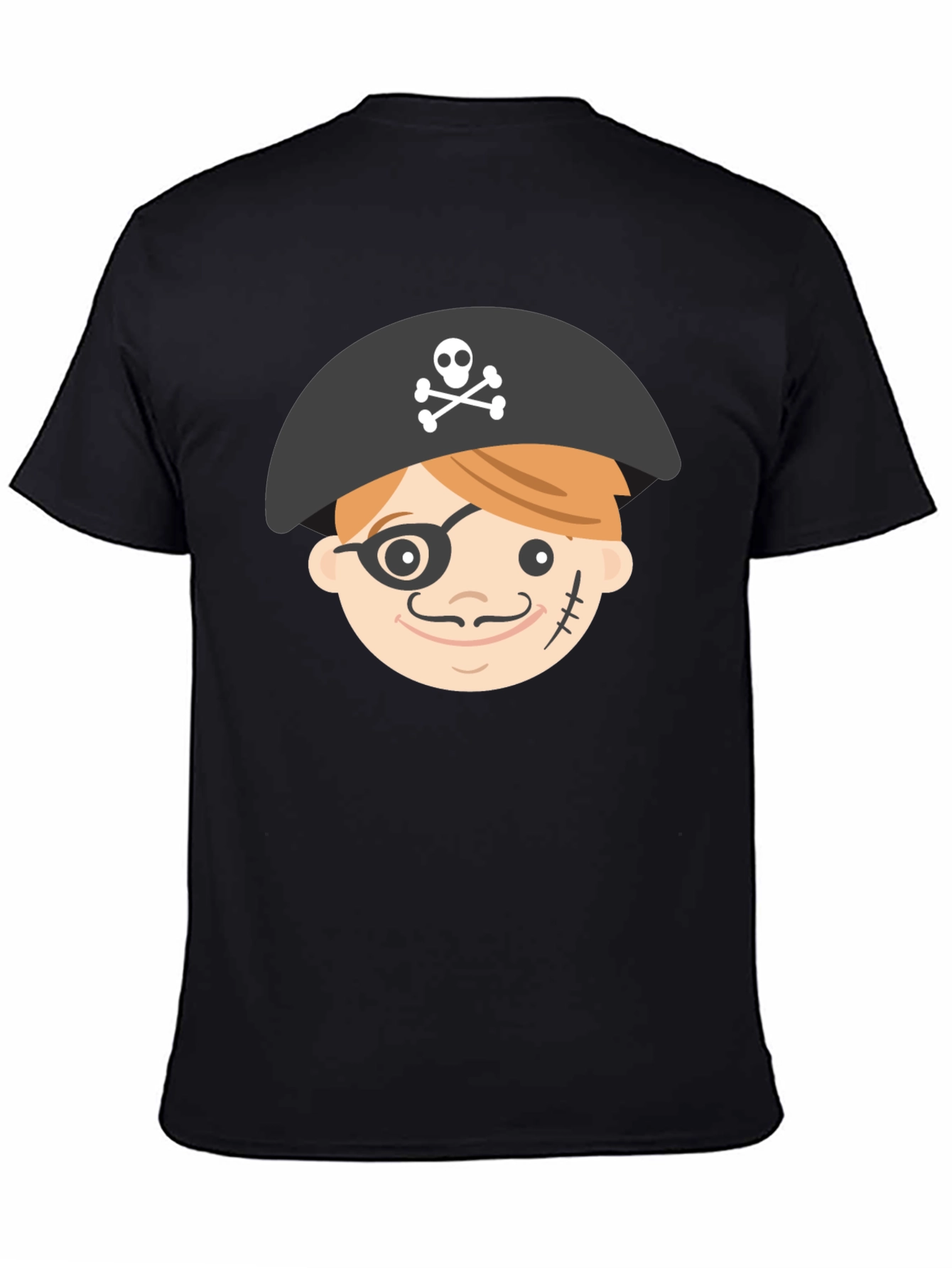 Pirate Cartoon Graphic Black T-Shirt