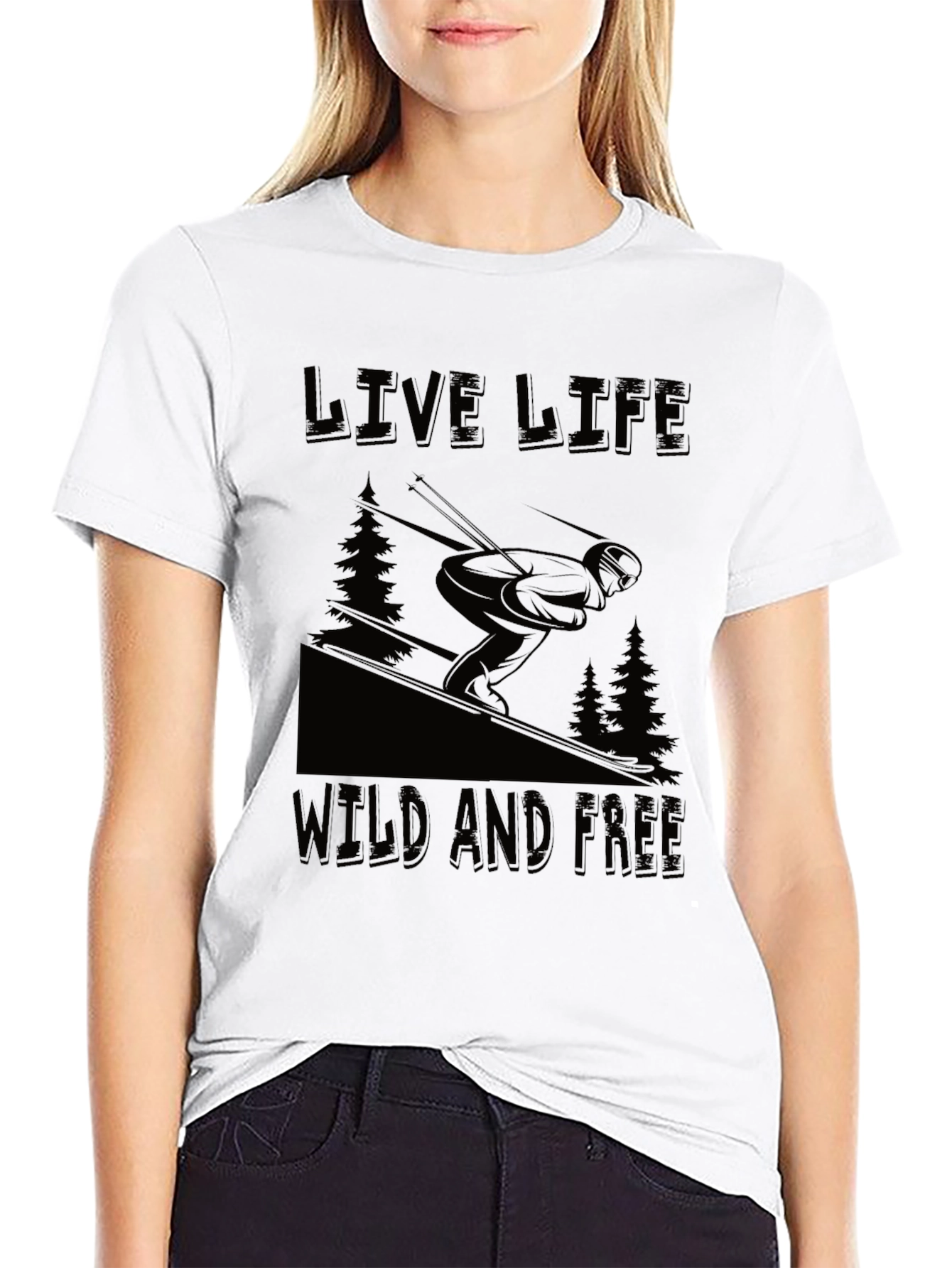 Live Life Wild and Free Graphic Tee - Black