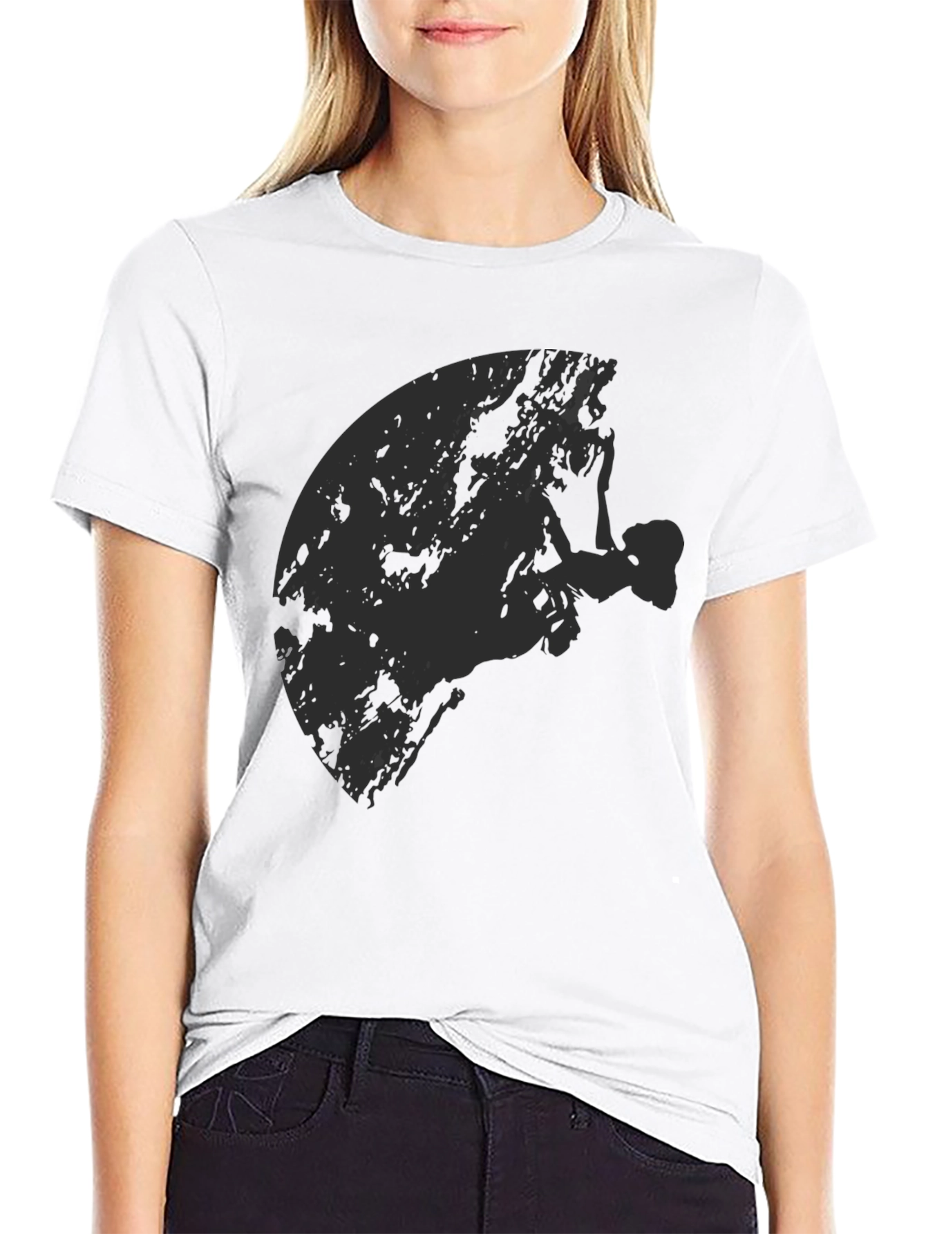 Black Graphic Tee - Rock Climber Silhouette Design