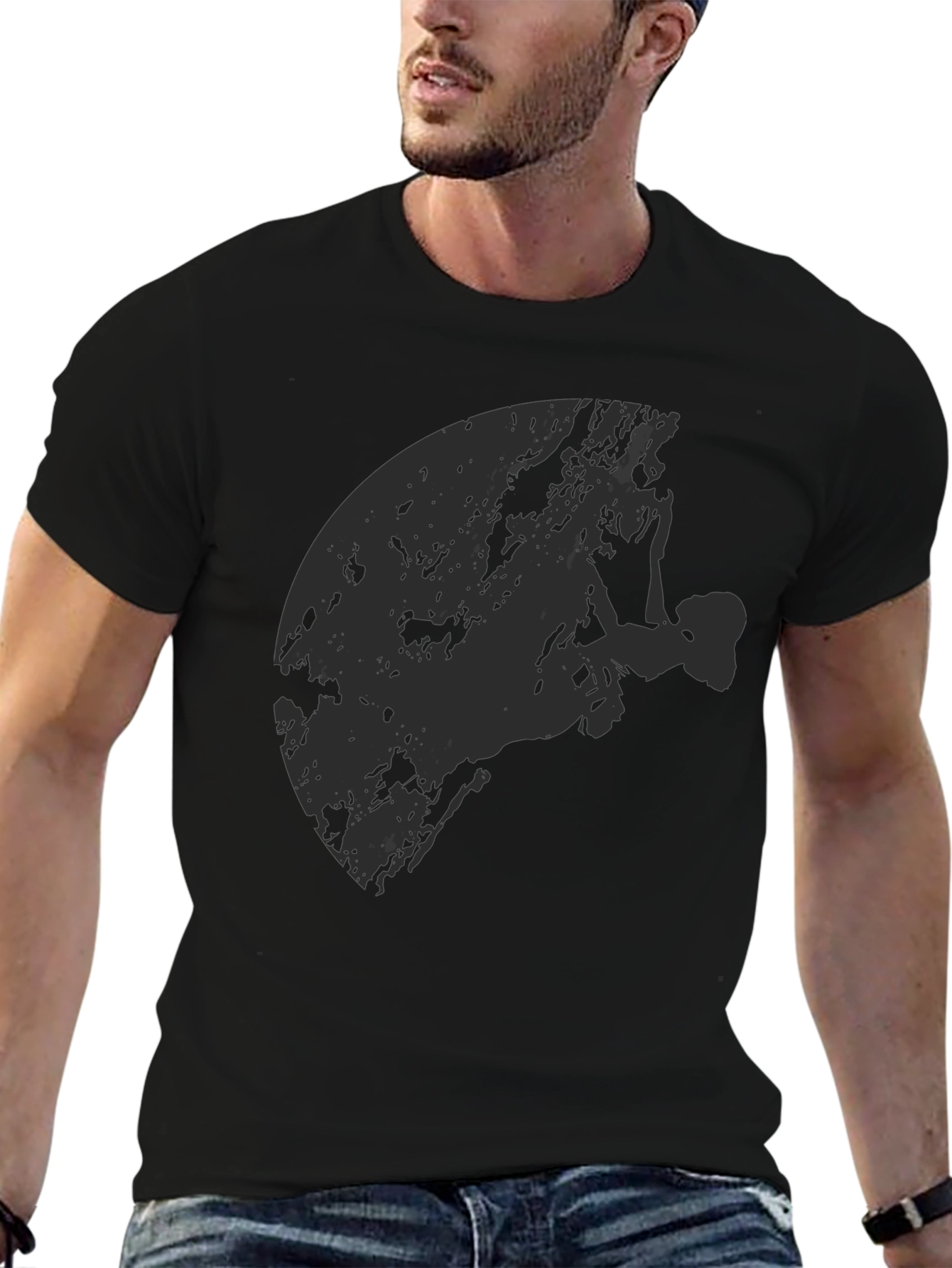 Black Graphic Tee - Rock Climber Silhouette Design