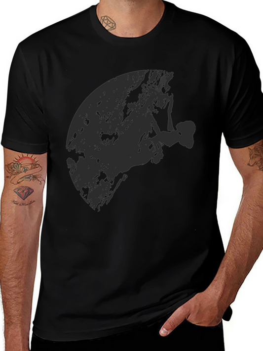 Black Graphic Tee - Rock Climber Silhouette Design