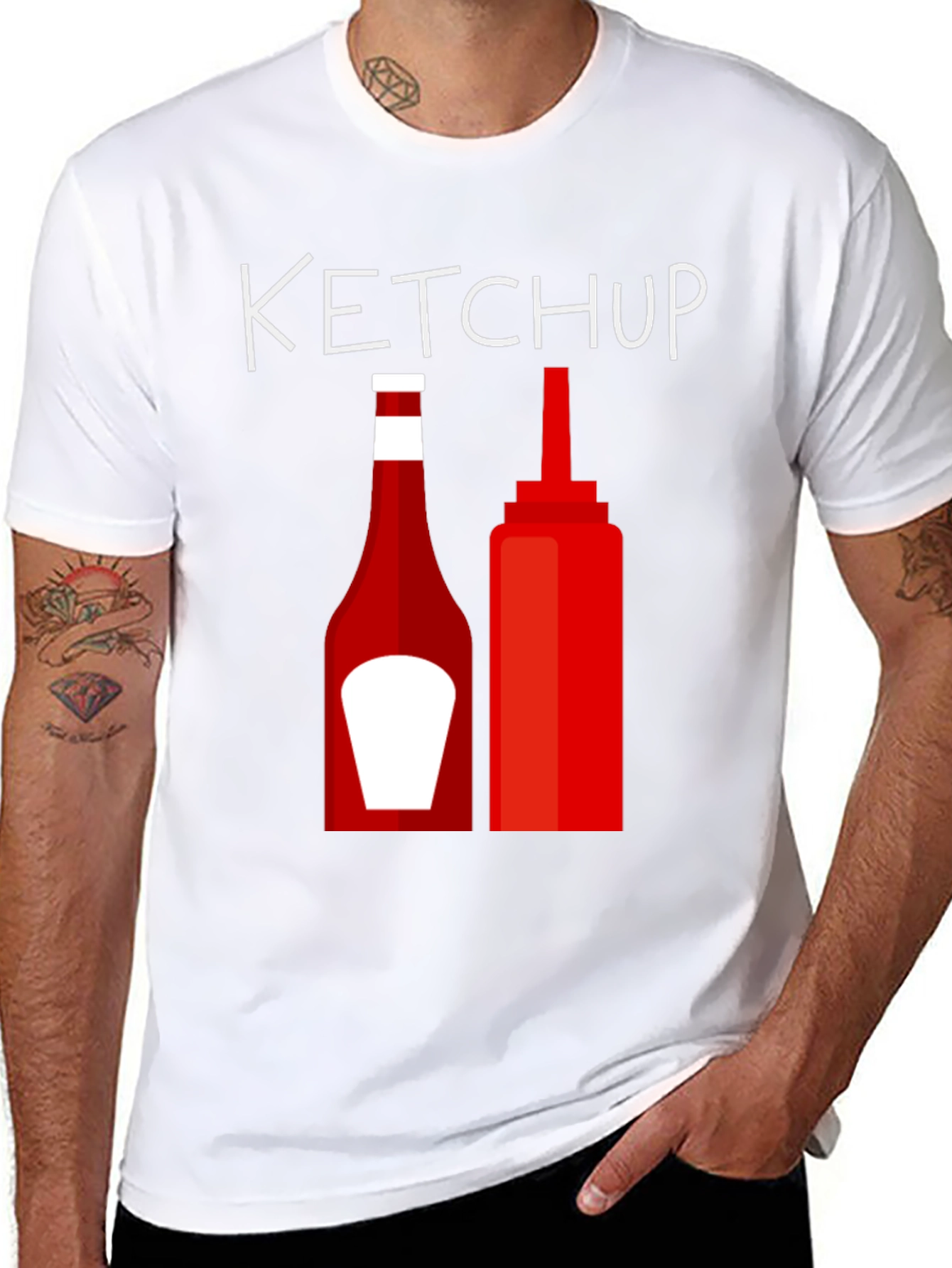 Ketchup Bottle Graphic Tee - Novelty Design