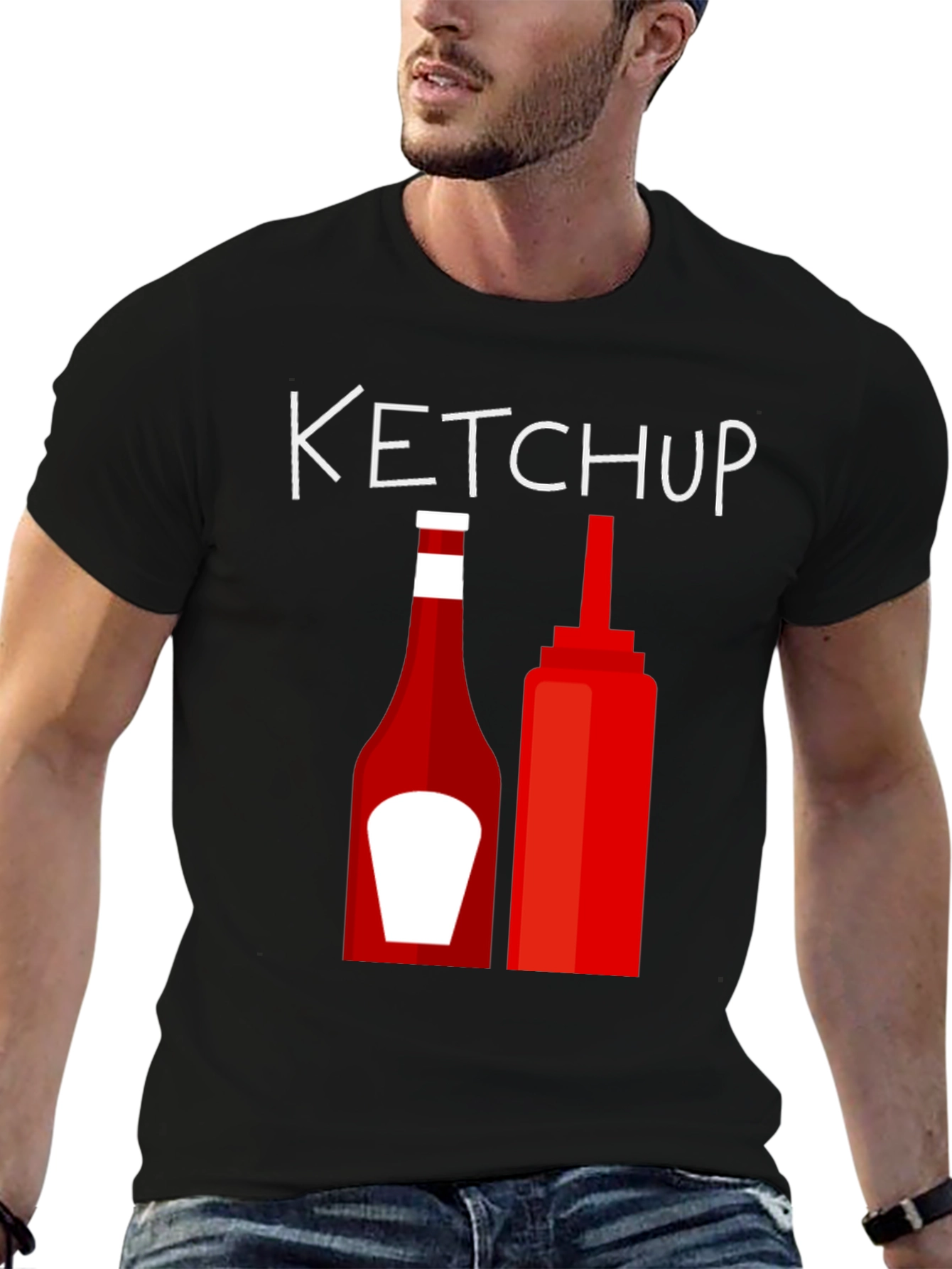Ketchup Bottle Graphic Tee - Novelty Design