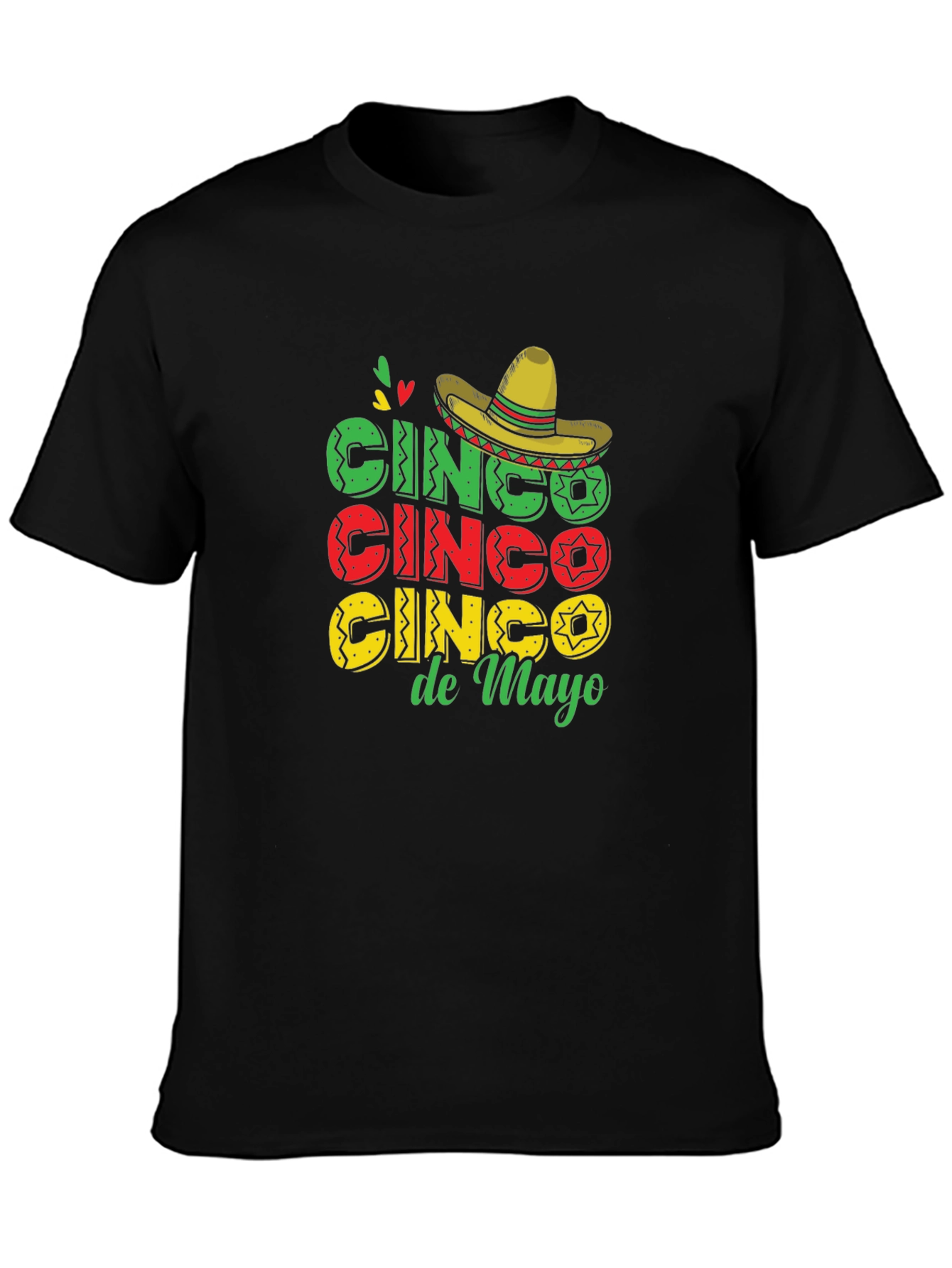 Cinco De Mayo T-Shirt Black Cotton