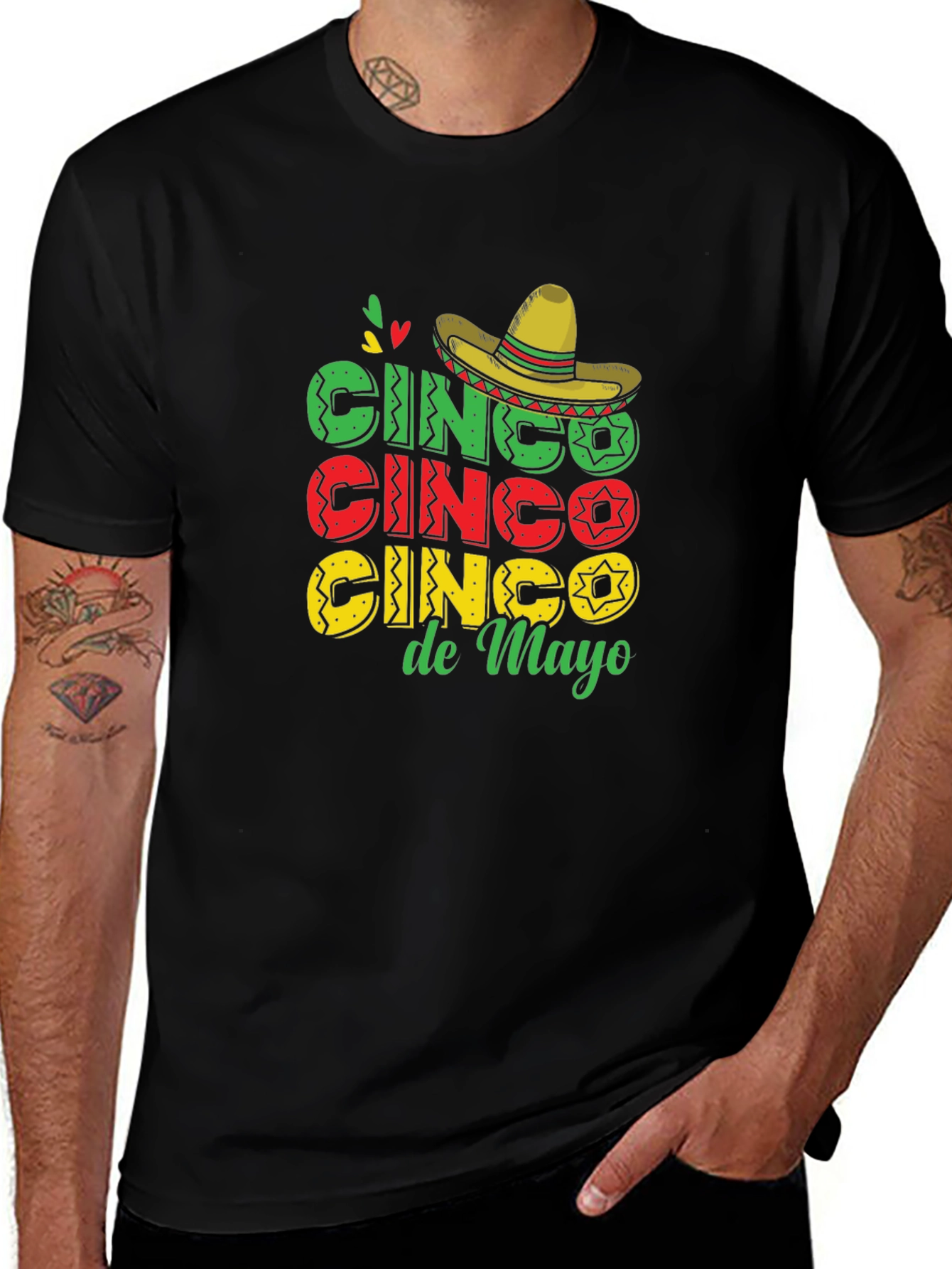 Cinco De Mayo T-Shirt Black Cotton