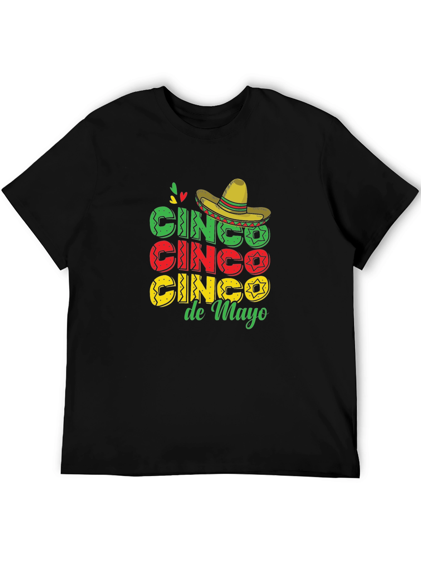 Cinco De Mayo T-Shirt Black Cotton