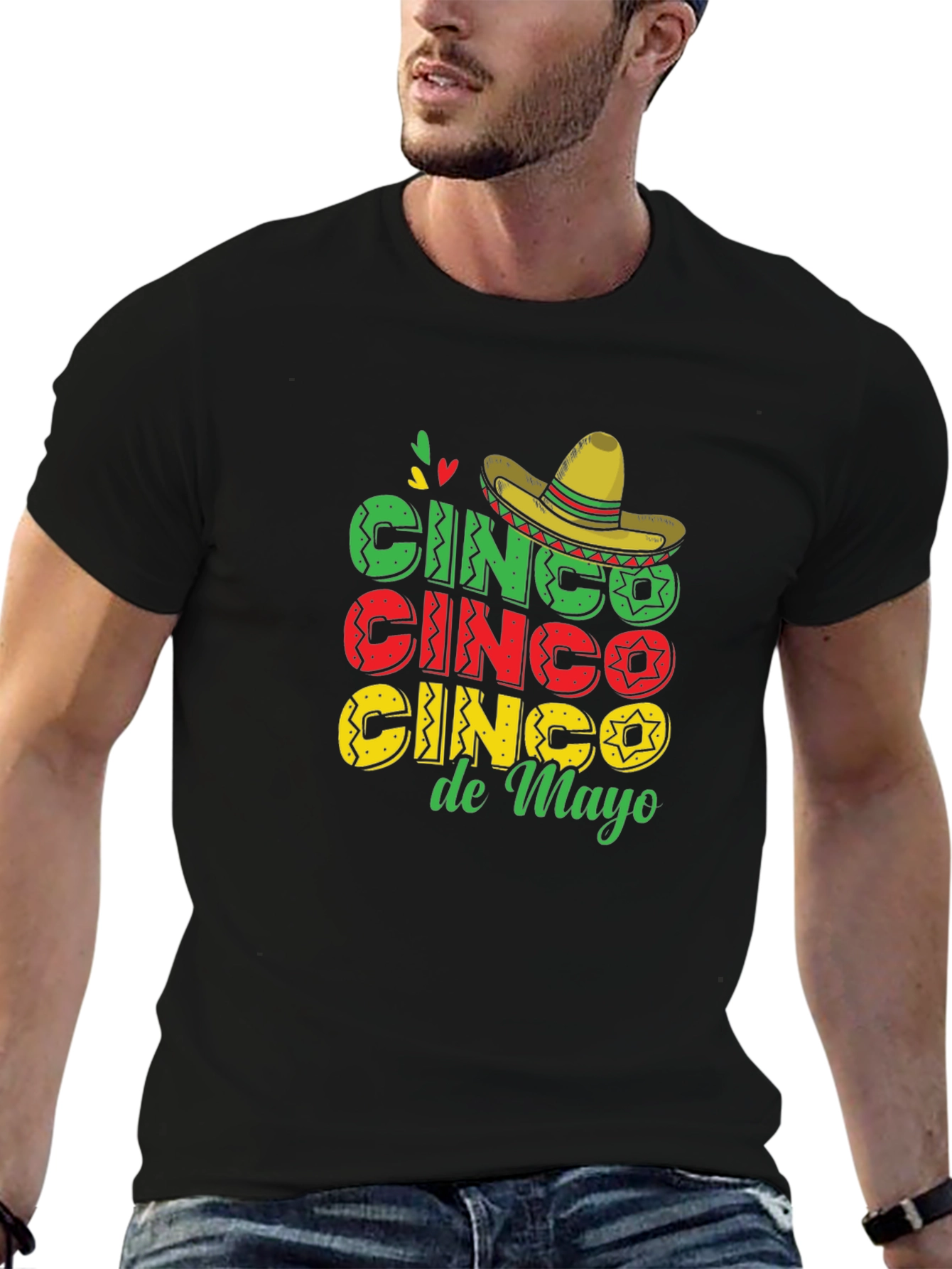 Cinco De Mayo T-Shirt Black Cotton