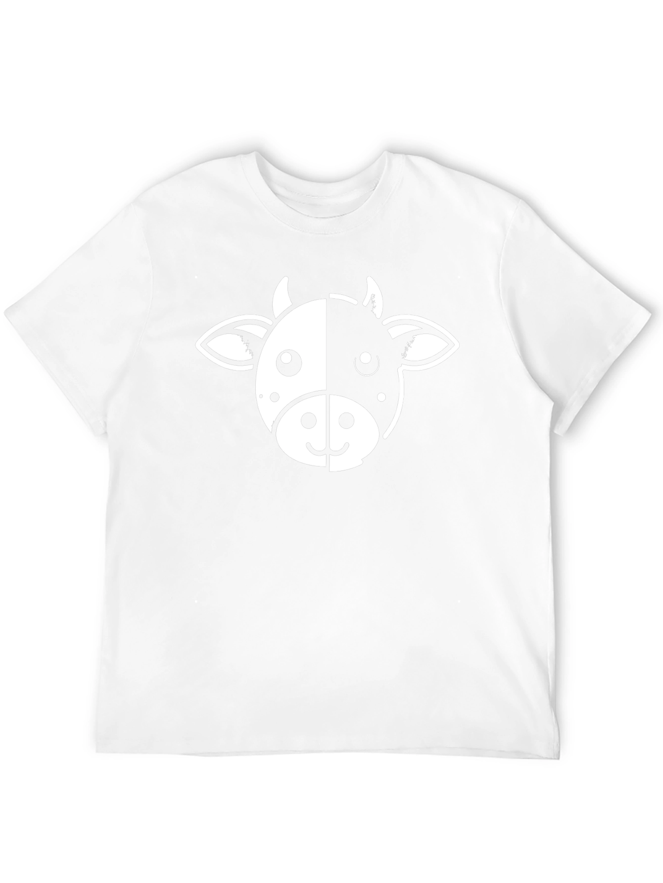 Cute Cow Face Graphic Tee - Black Cotton T-Shirt
