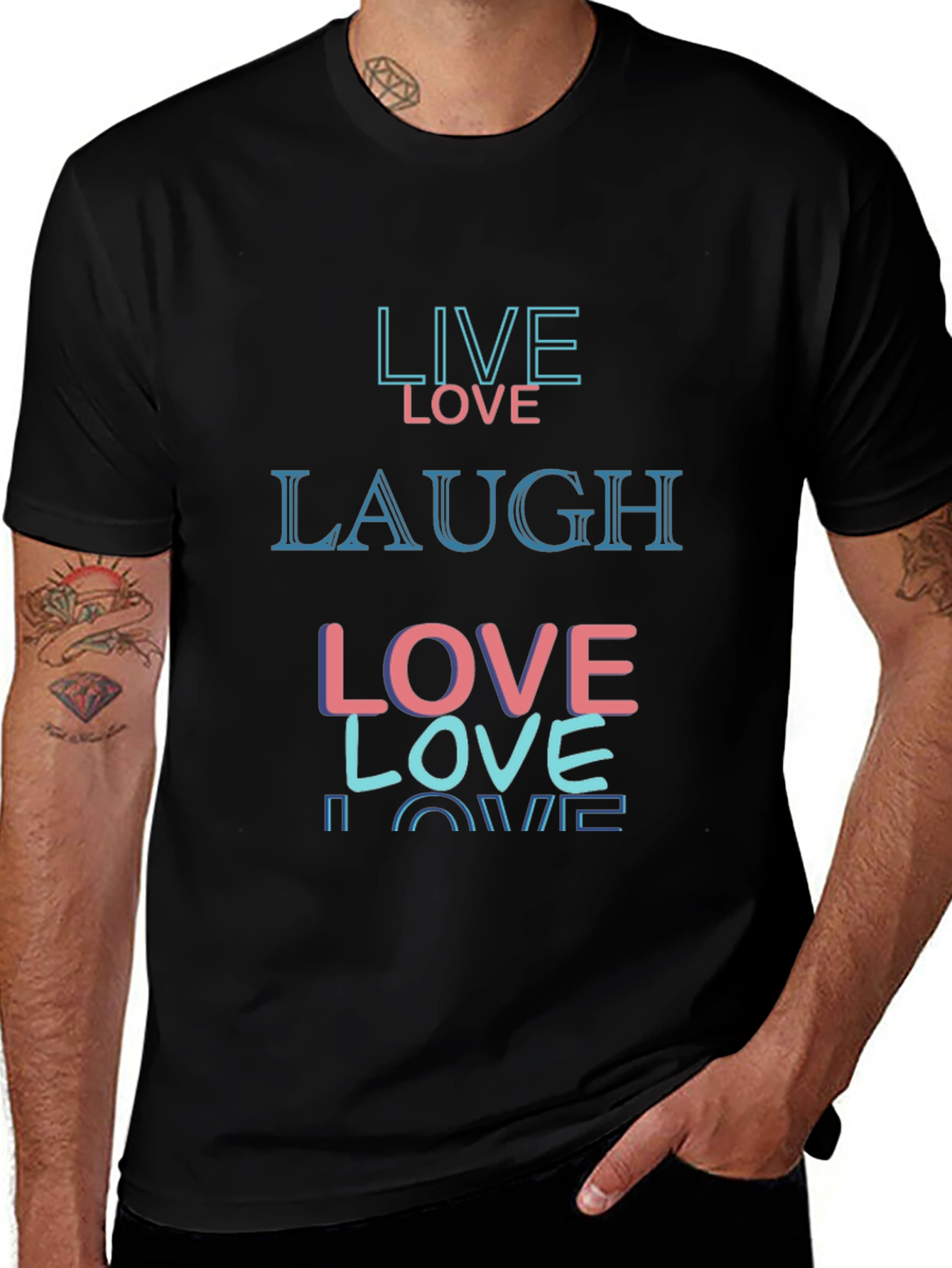 Live Love Laugh Graphic Tee - Black Casual Shirt