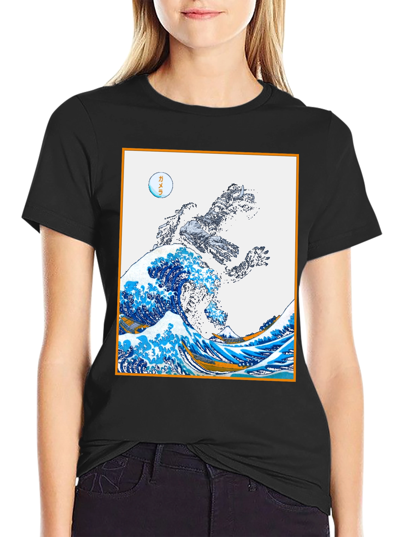 Godzilla Great Wave Graphic Tee - Black